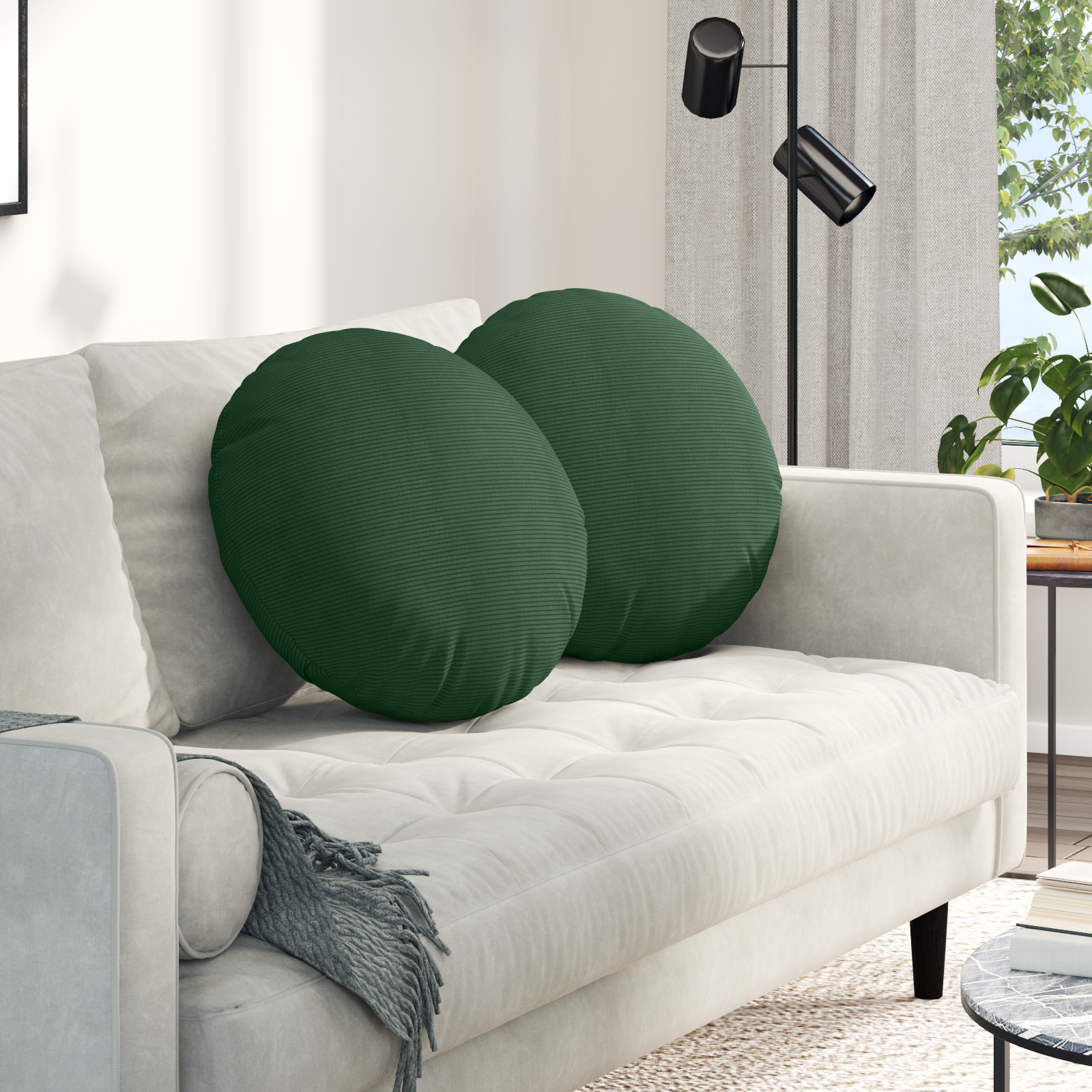 Sėdynių pagalvėlės 2 pcs Tamsiai žalia Ø 50 cm