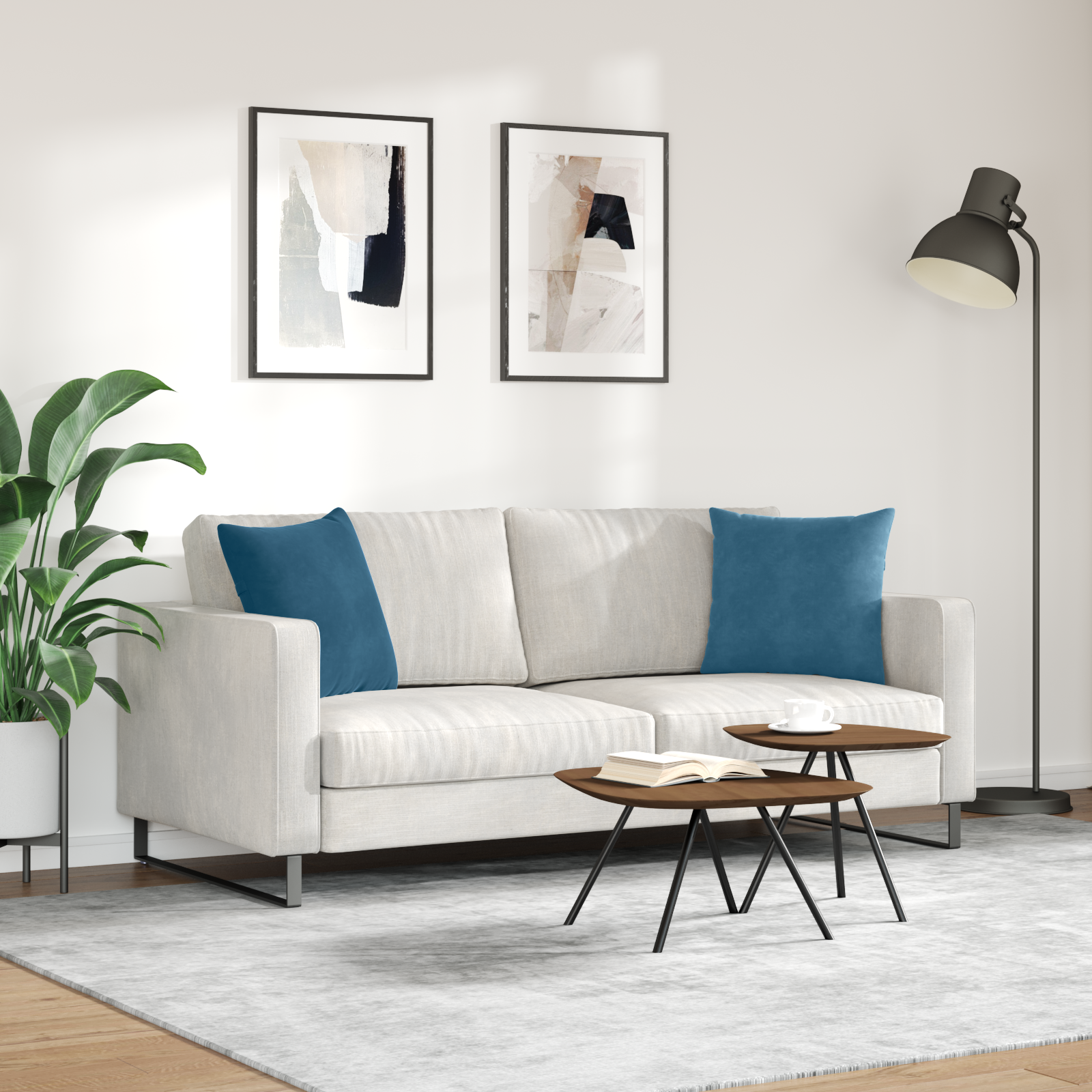 Sofa Cushions 2 pcs Blue 45 x 45 cm Corduroy fabric