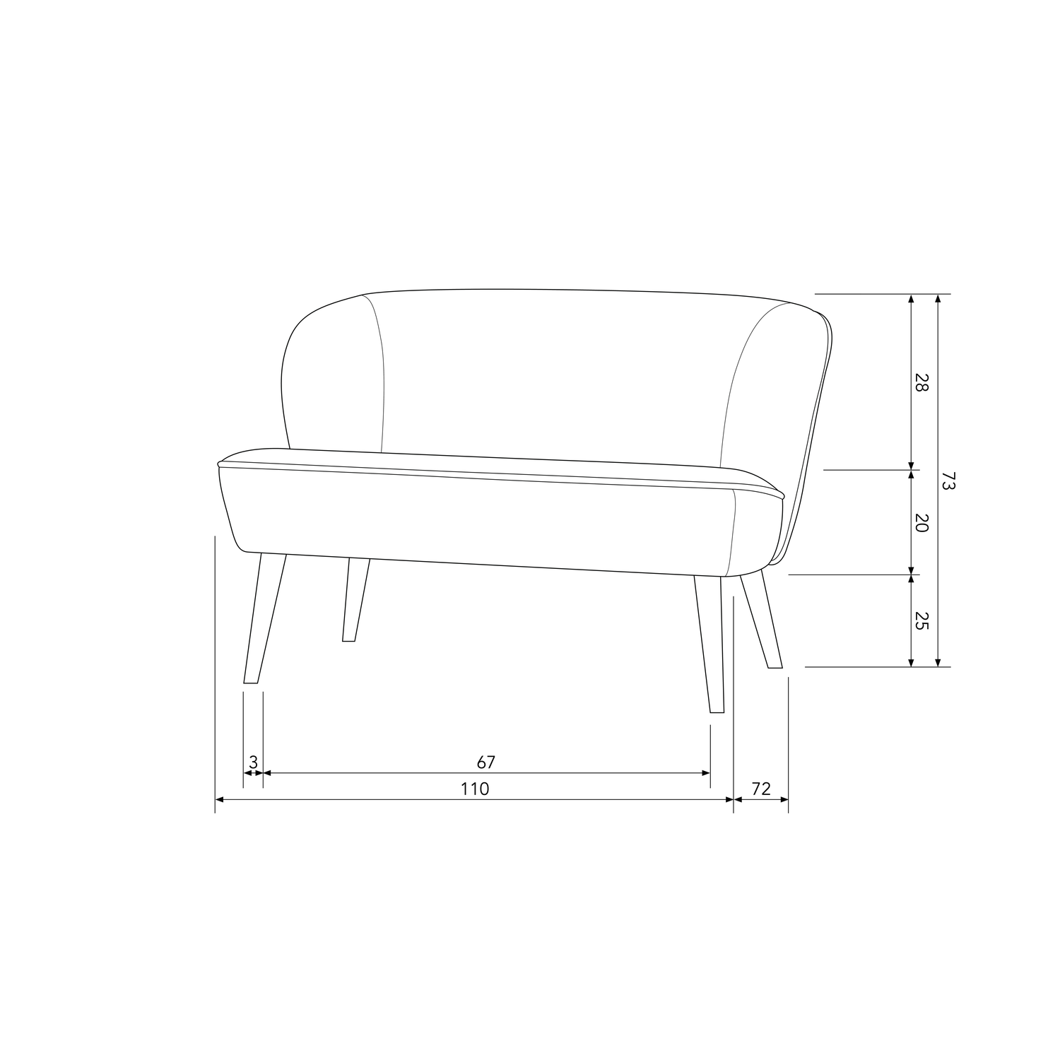Maža sofa SARA, bouclé cream