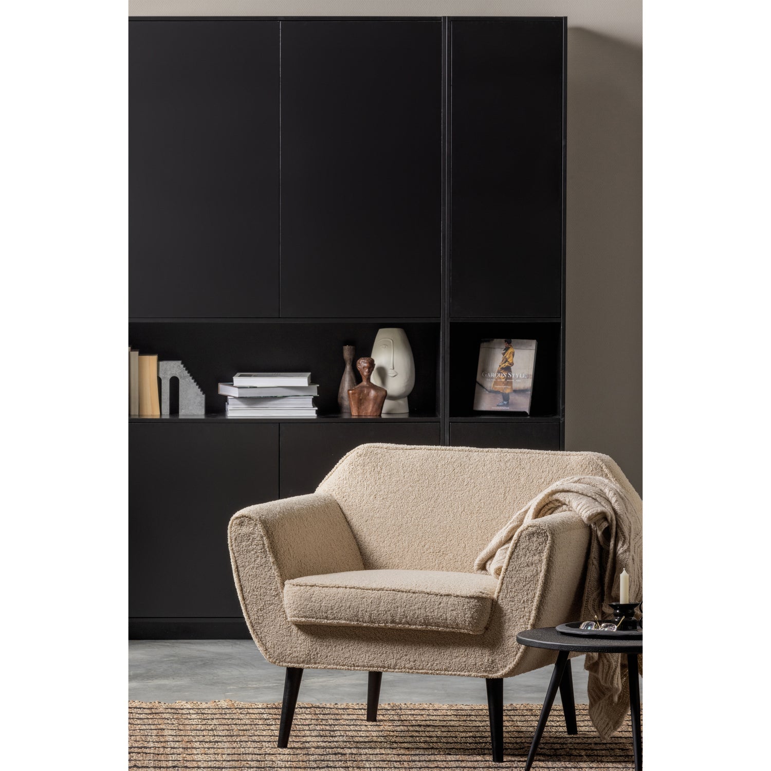 Fotelis ROCCO, teddy smėlio audinys