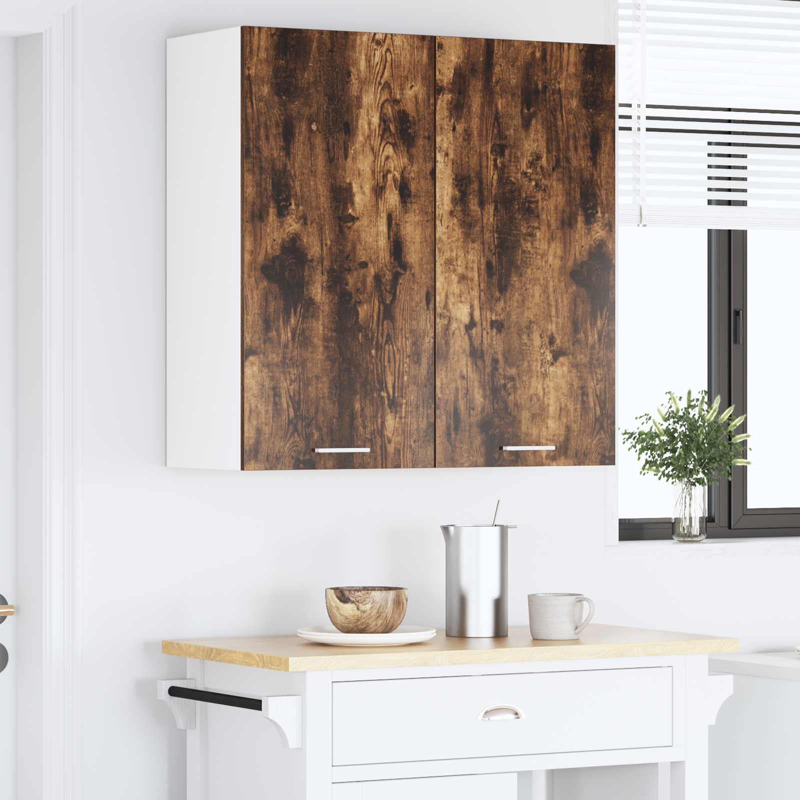 Wall-mounted cabinet Riga Smoked oak 80 x 31 x 80 cm