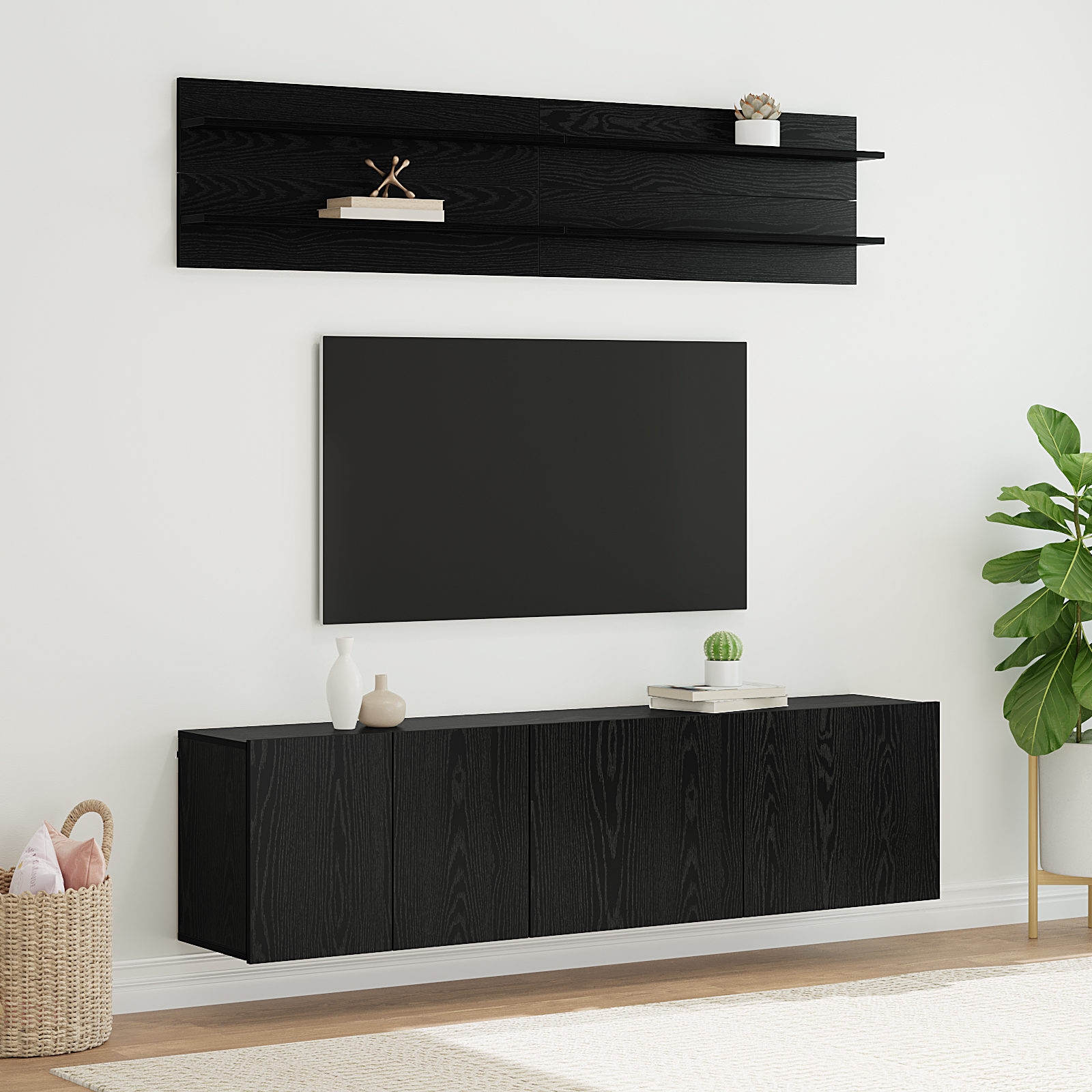 TV vienetai 6 pcs juoda ąžuolo Apdirbta mediena