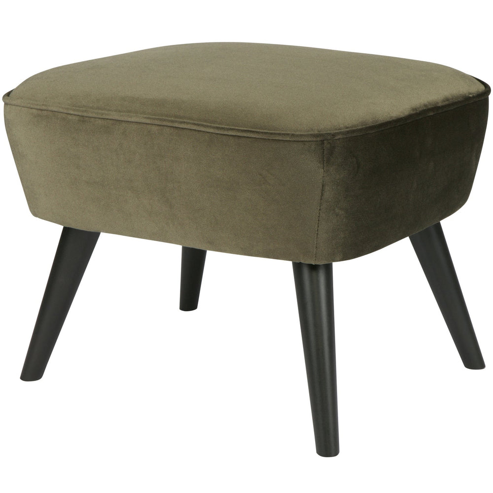 Pouf SARA with legs, warm green velvet