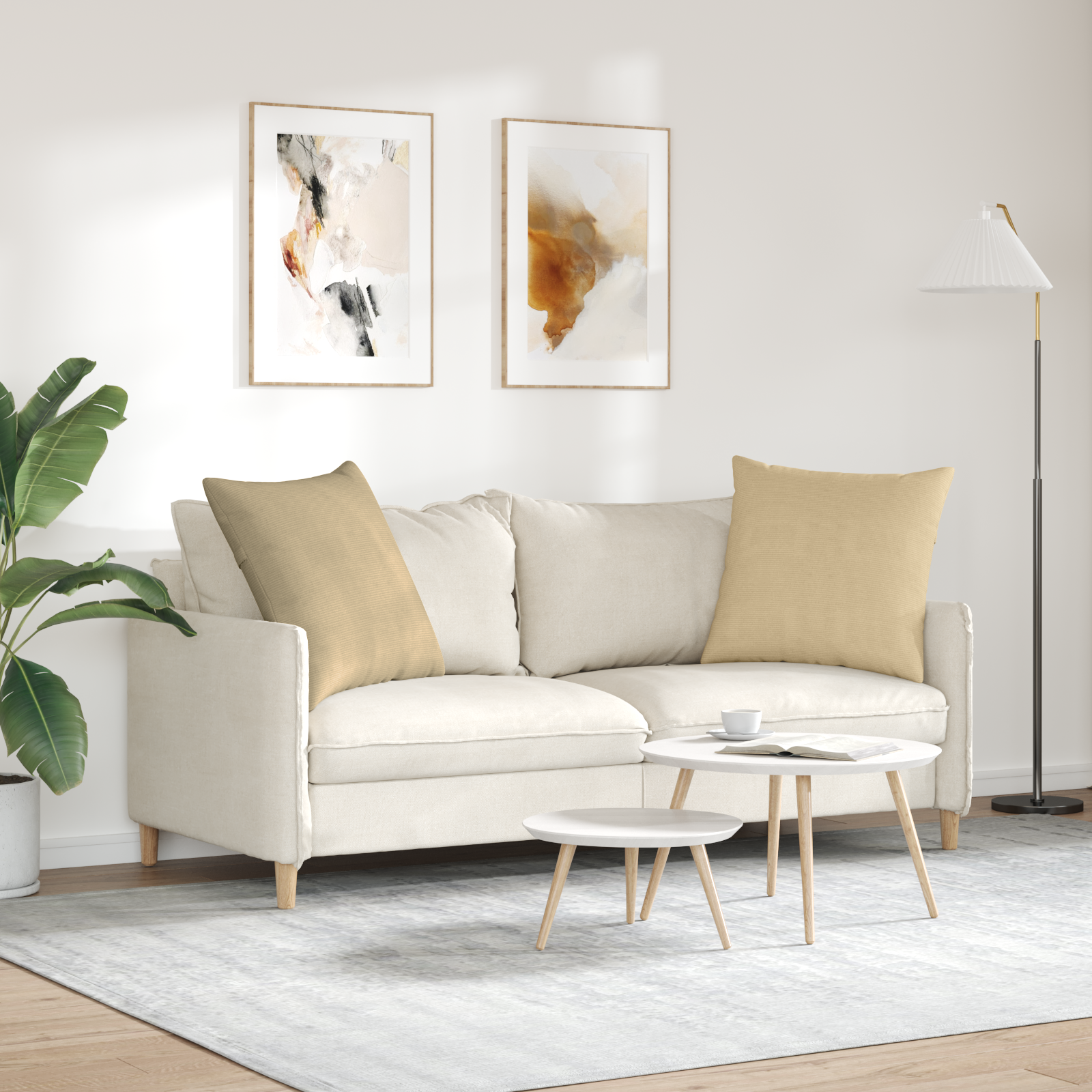 Sofa Pagalvės 2 pcs Pilkai žalia 60 x 60 cm Kordūrinis audinys