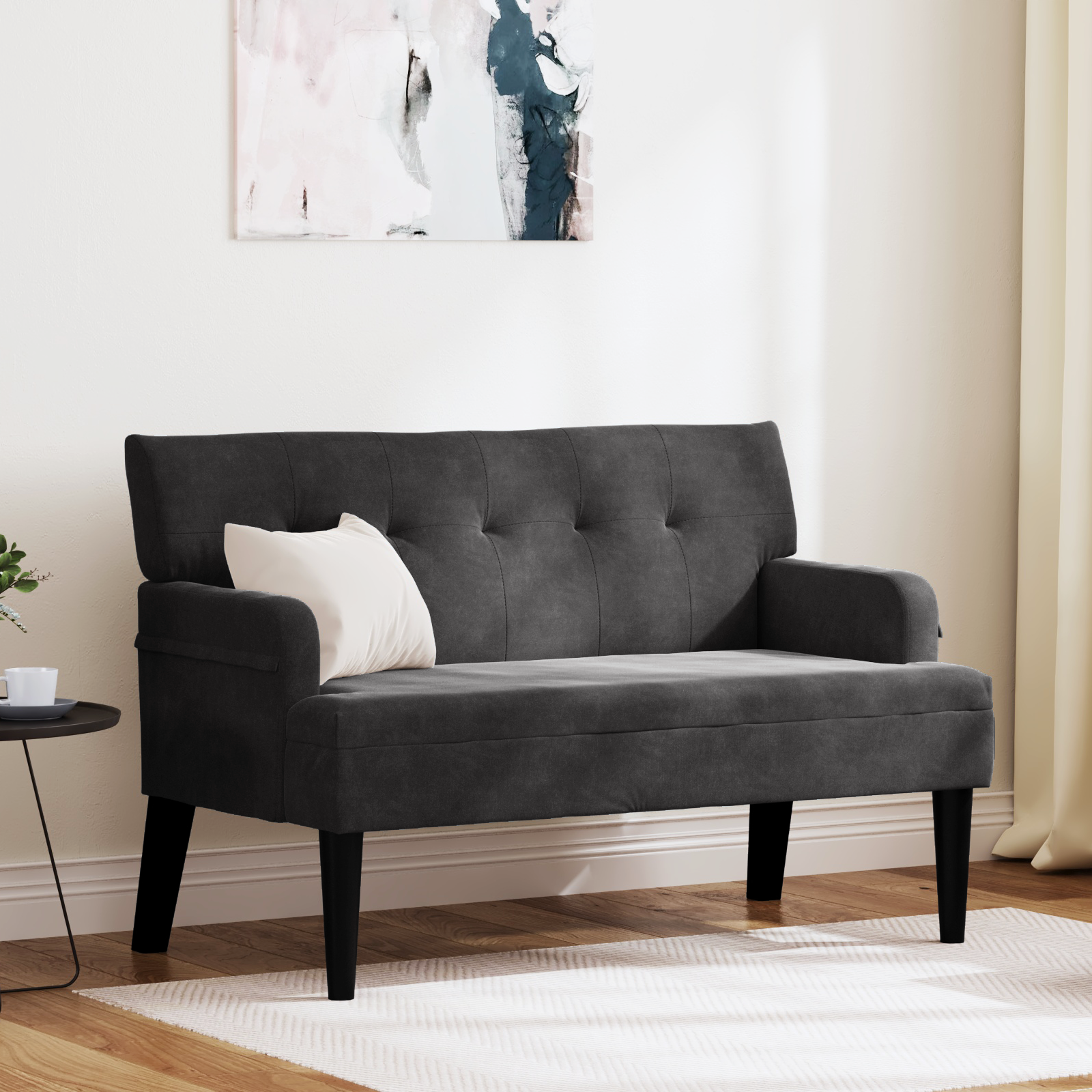 Česterfildo suolas Juoda 112 x 65.5 x 75 cm Aksomas