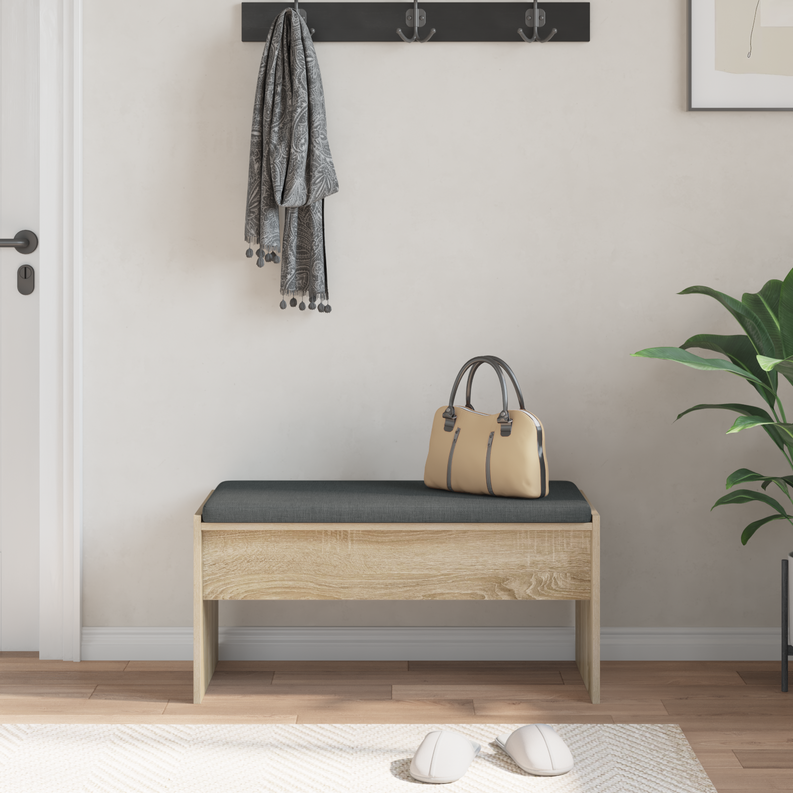 Koka sols ar spilvenu Sonoma ozols 80 x 38 x 46 cm