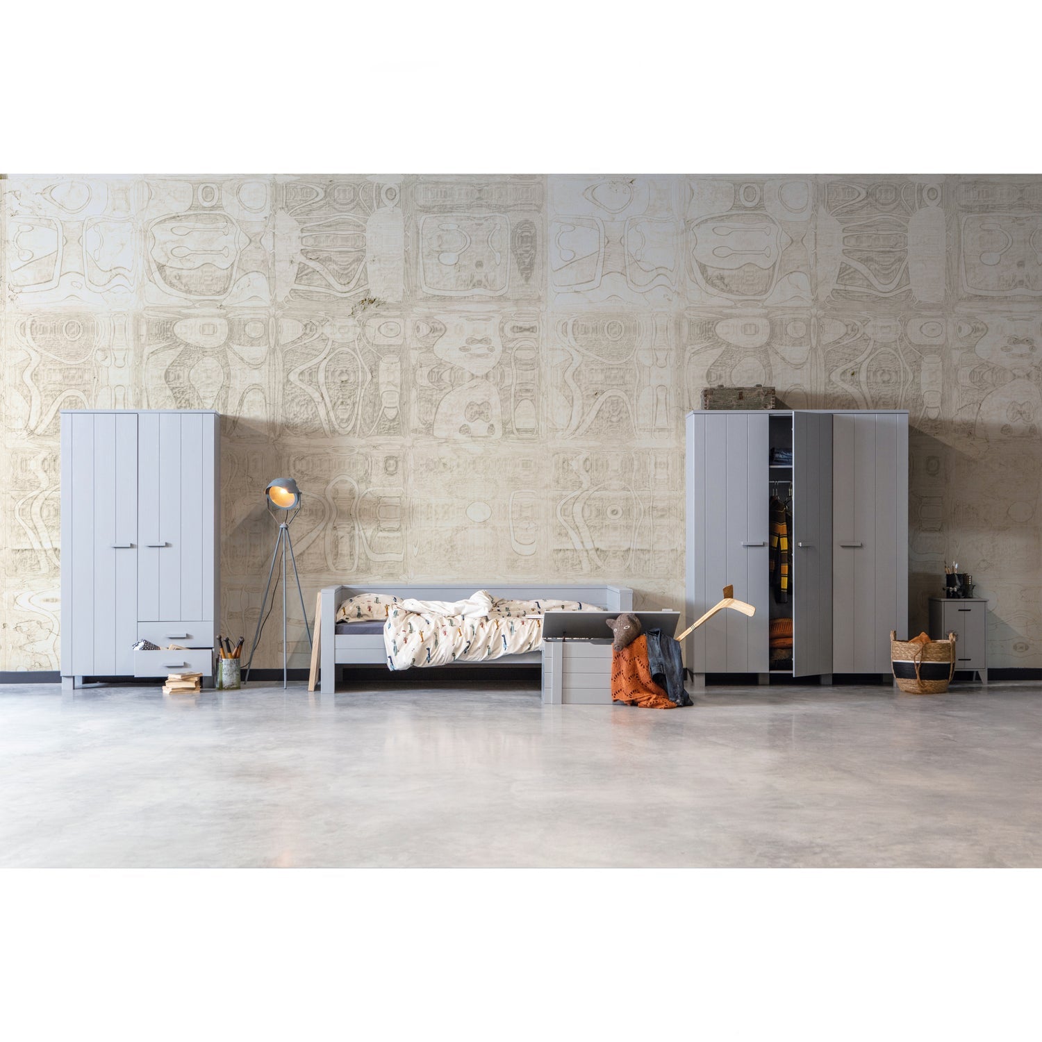 Daiktadėžė DENNIS, pušis, betono pilka