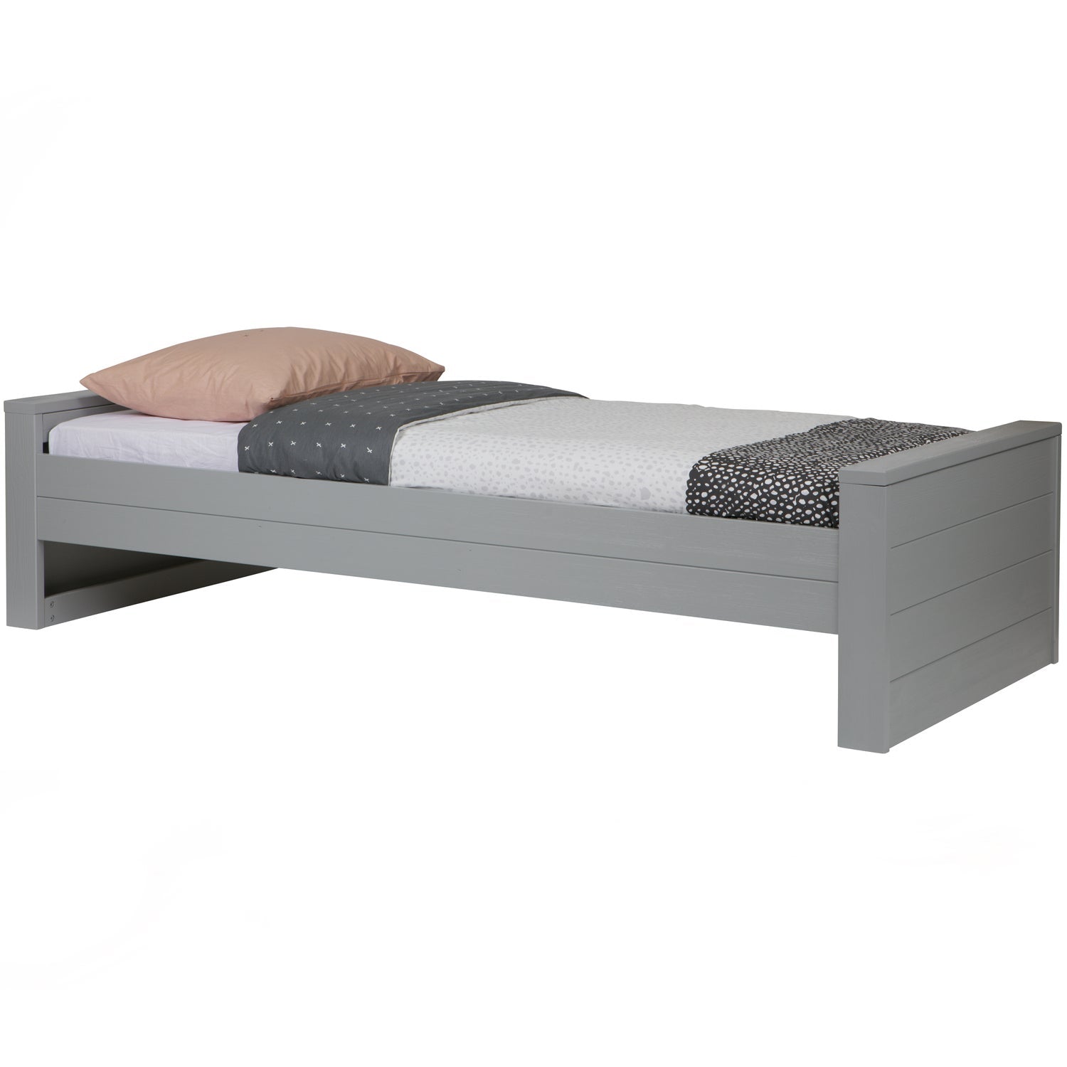 Bed DENNIS 90x200, pine, concrete grey