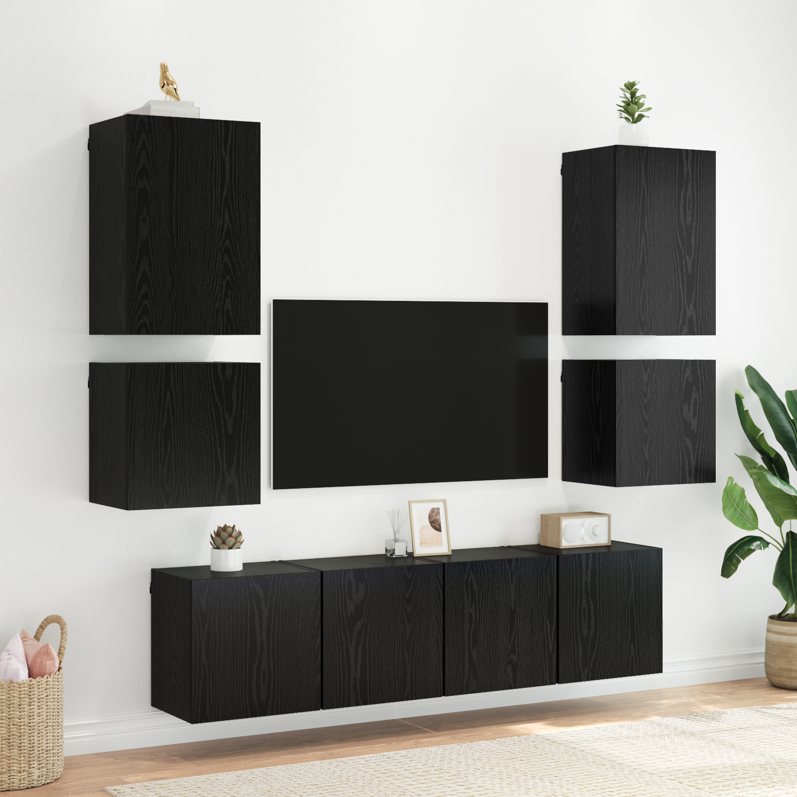 TV sieninė spintelė Juodas ąžuolas 40,5x30x40cm