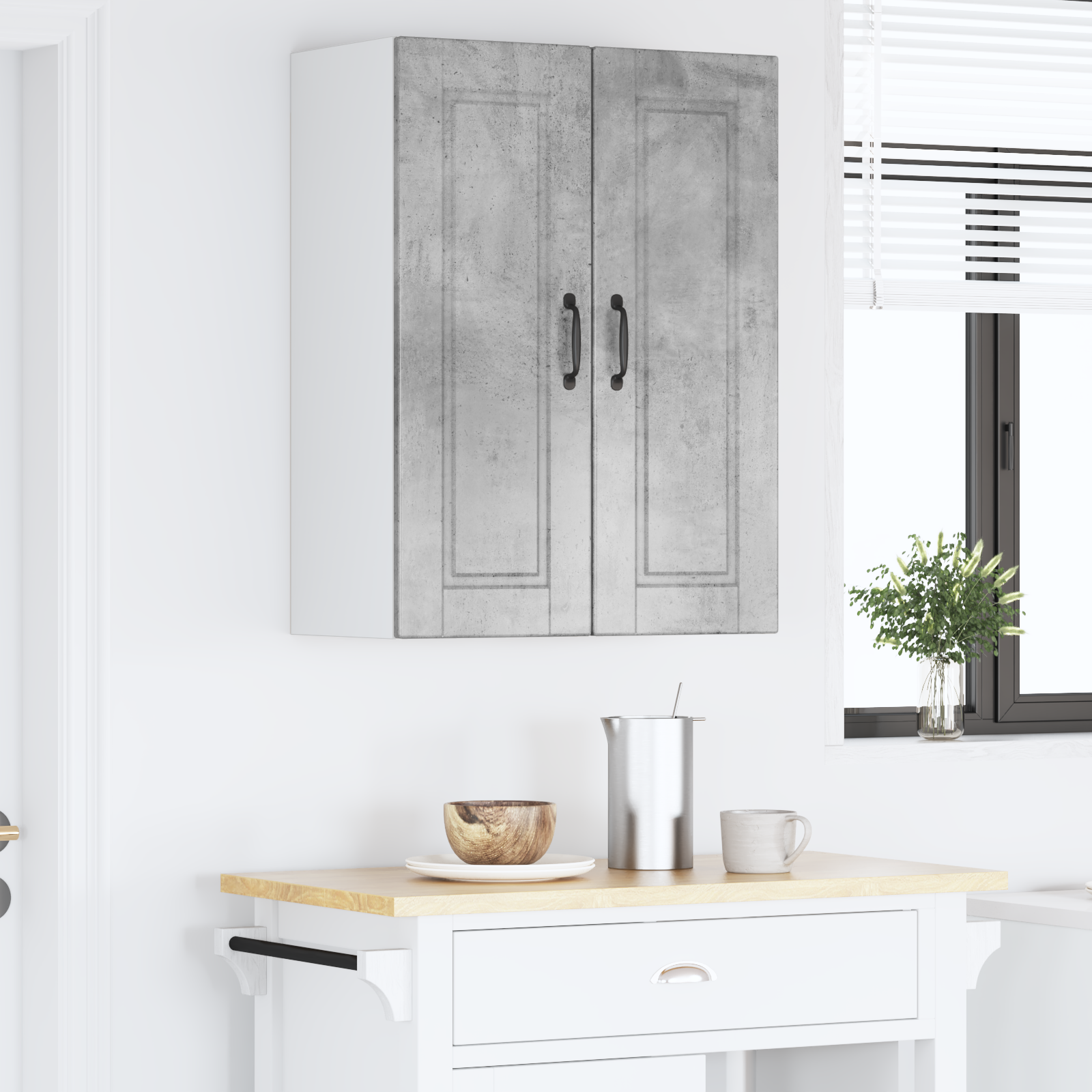 Virtuvės spintelė su lentyna 2 pcs Betono pilka 30 x 31 x 80 cm