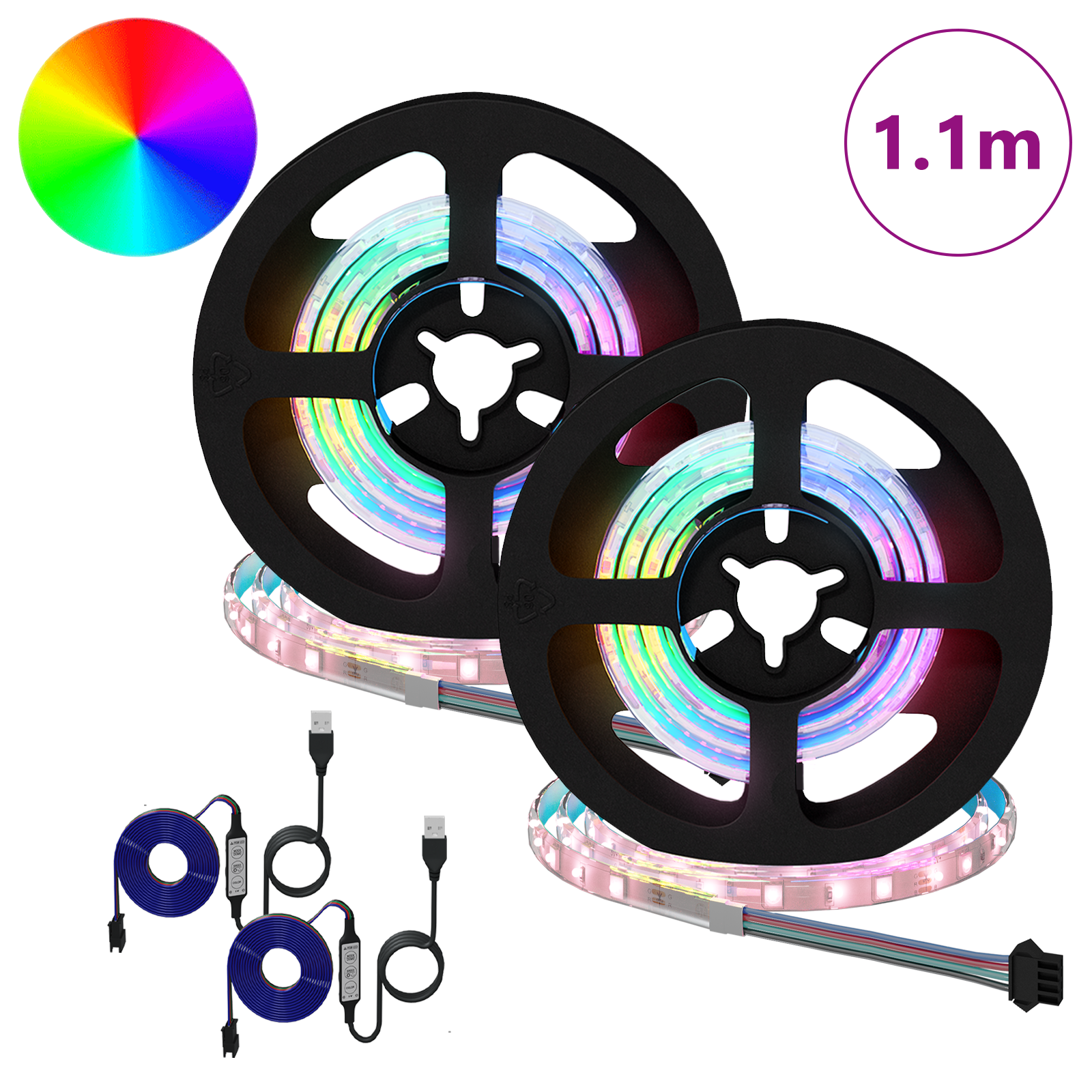 LED juosta 4 pcs Juoda ir permatoma 55 x 0,8 x 0,3 cm