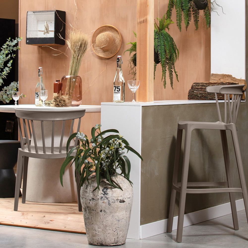 BLISS BAR STOOL OUTDOOR PLASTIC TAUPE