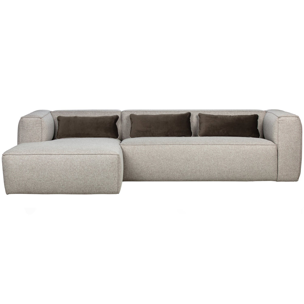 Kampinė sofa BEAN su pagalvėmis, šviesiai pilkai melanžas