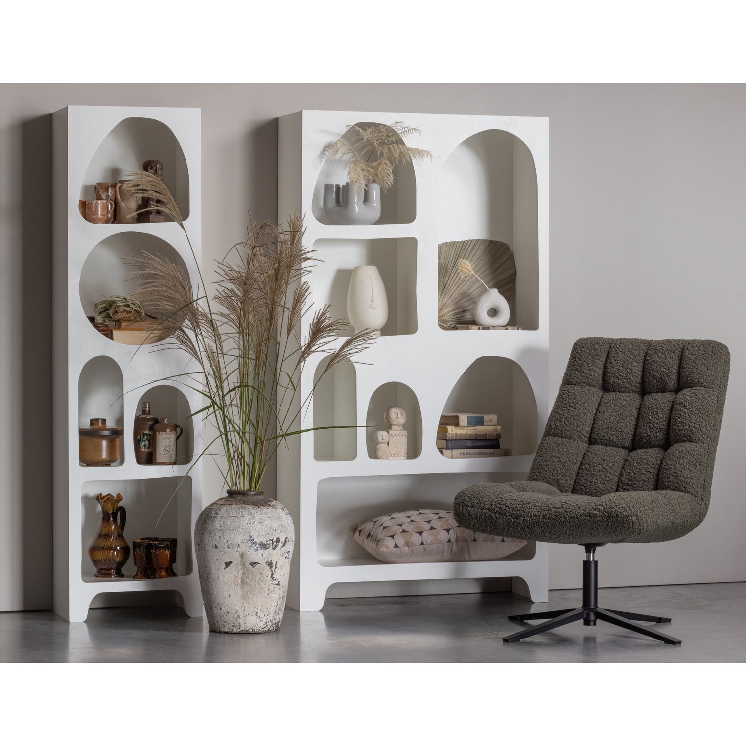 Fotelis JOB, žalias teddy