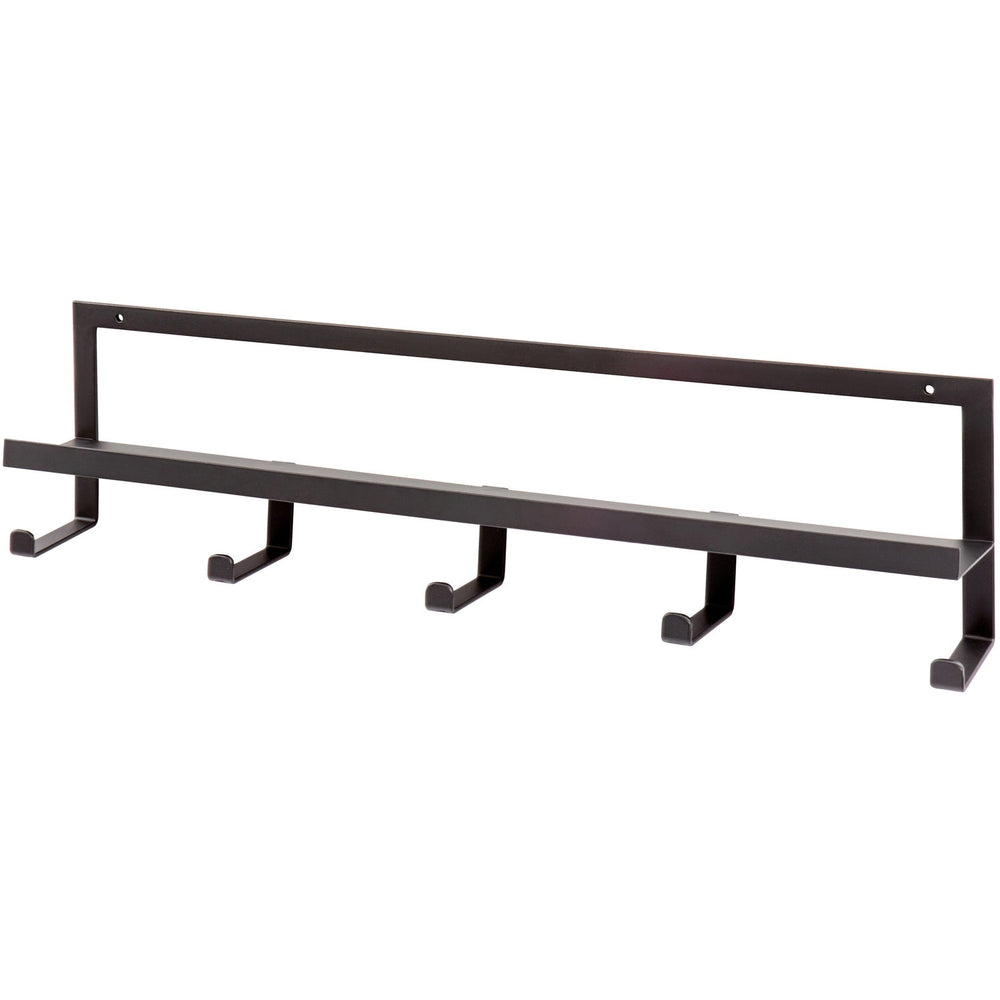 Wall-mounted rack QUINN, 5 hooks, black