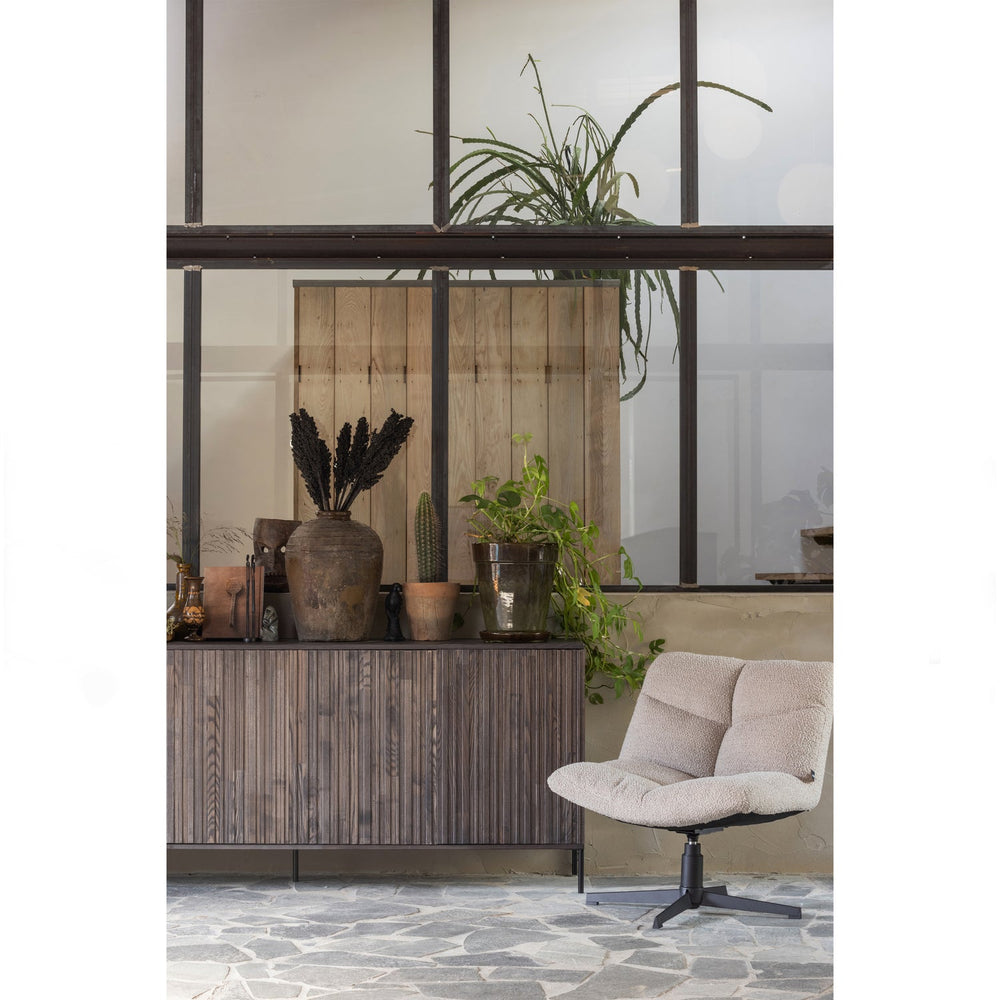 Fotelis VINNY pasukamas, boucle, smėlio spalvos