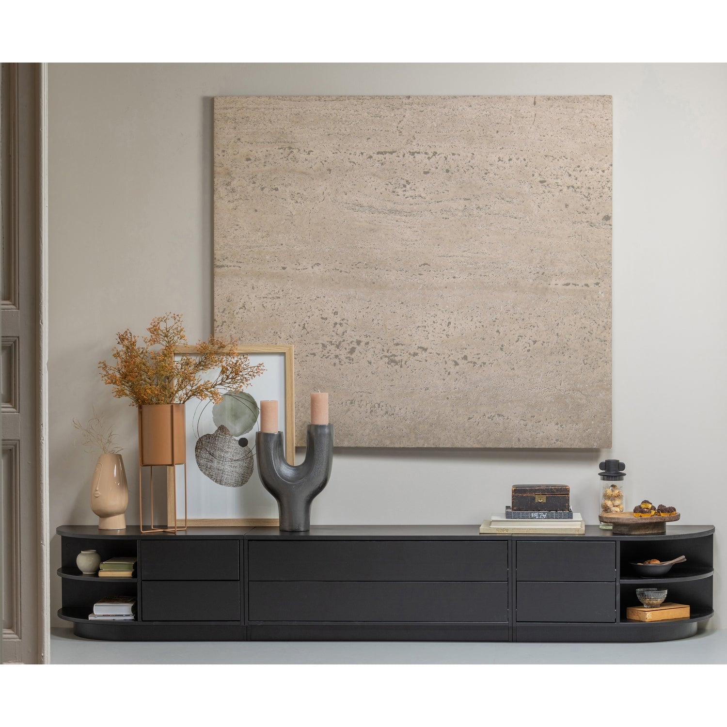 TV spintelė FINCA, 78 cm., juoda pušis