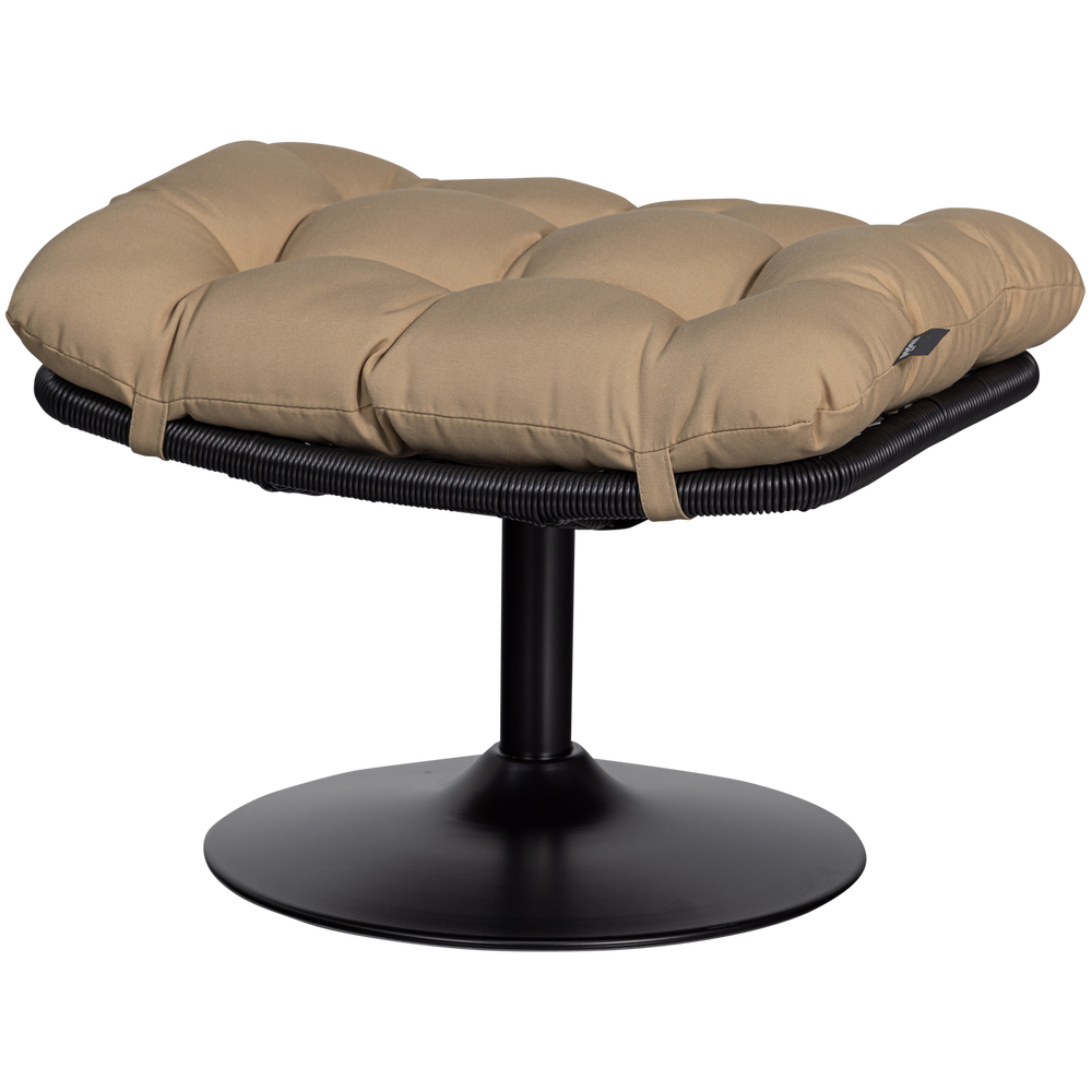 Garden stool VIVE, rattan imitation, sand / black