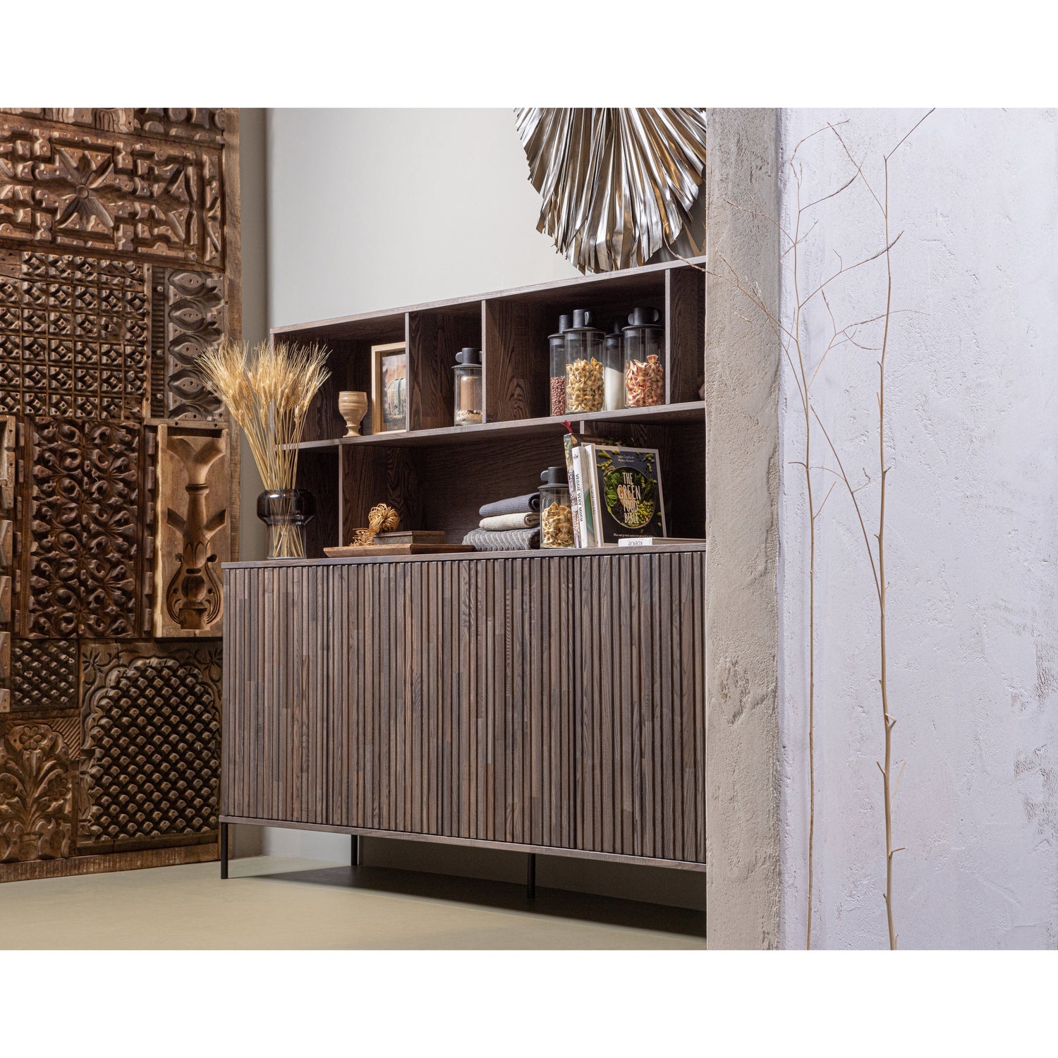 Sieninė spintelė NEW GRAVURE, uosis, ruda spalva