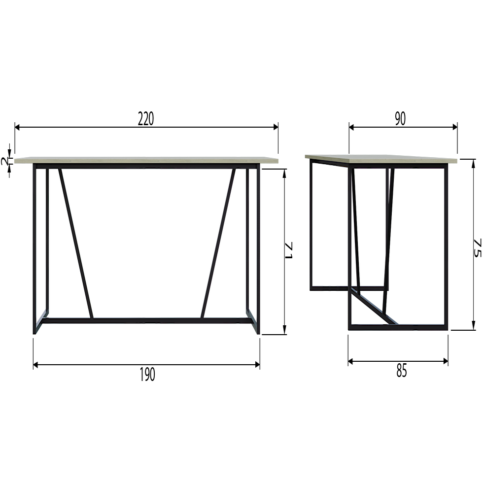 Stalas SILAS, pilkas uosis 220x90