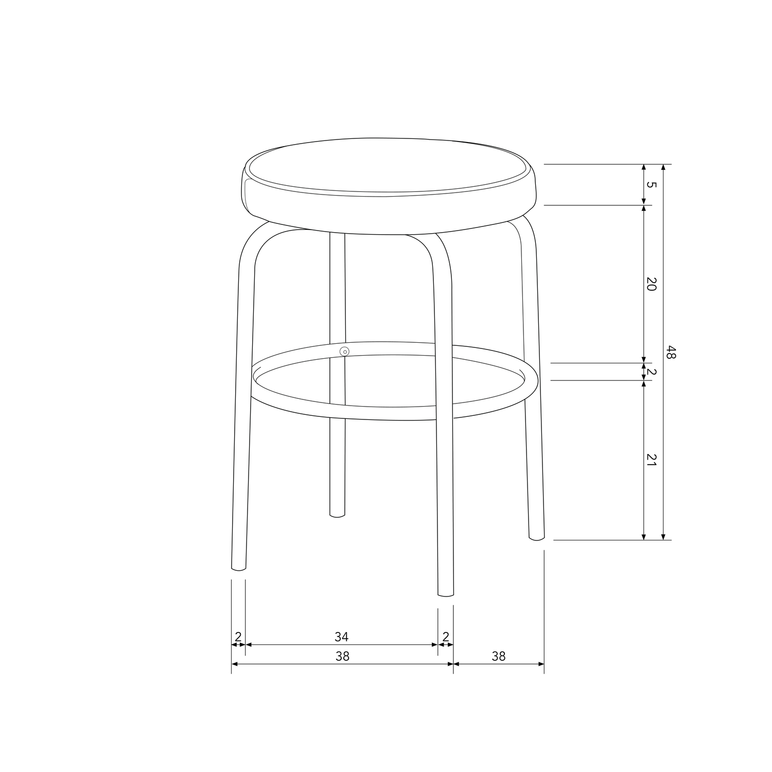TRIS STOOL WITH LEATHER TOP SAND