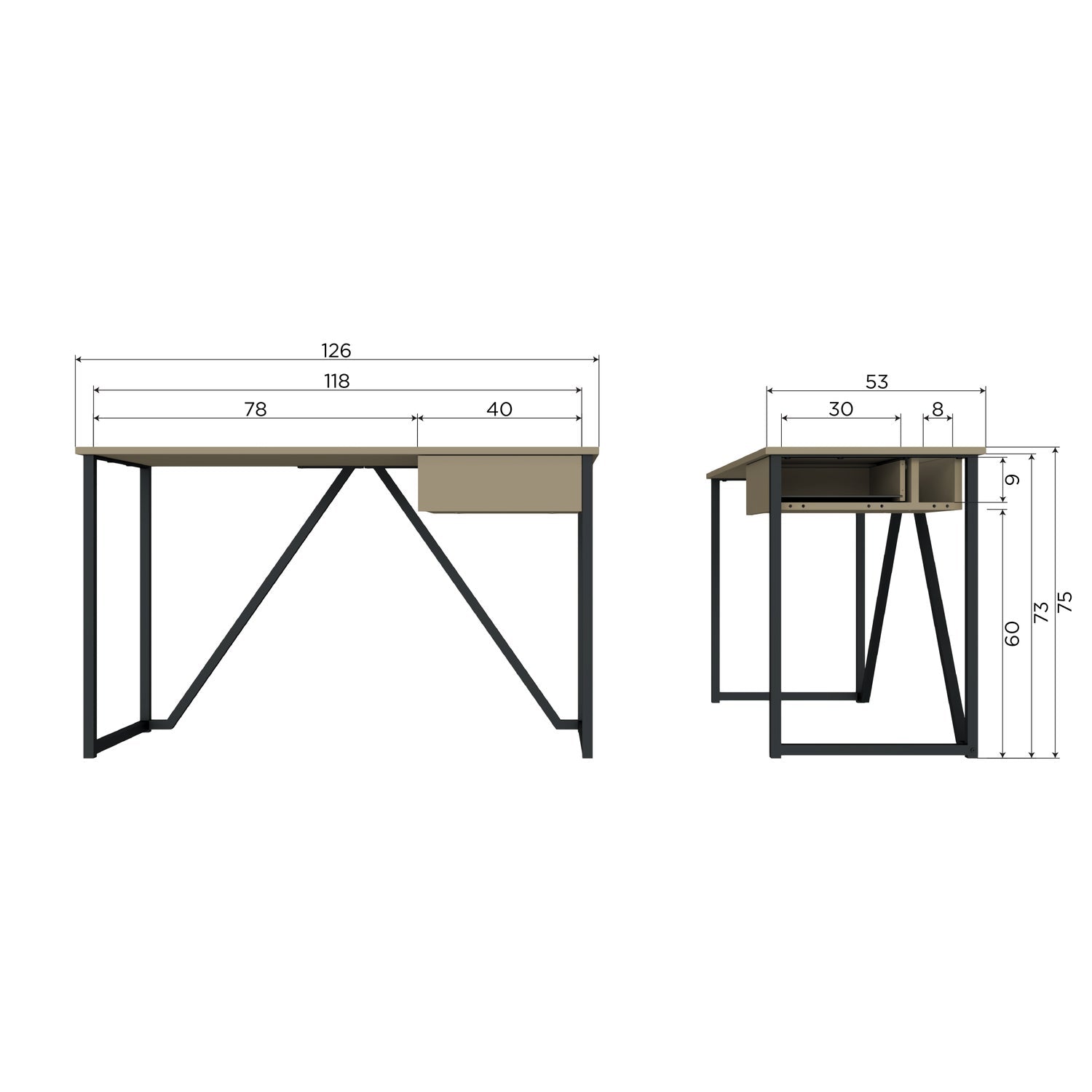 Rašomasis stalas NEW JULIUS, pušis, purvo pilka
