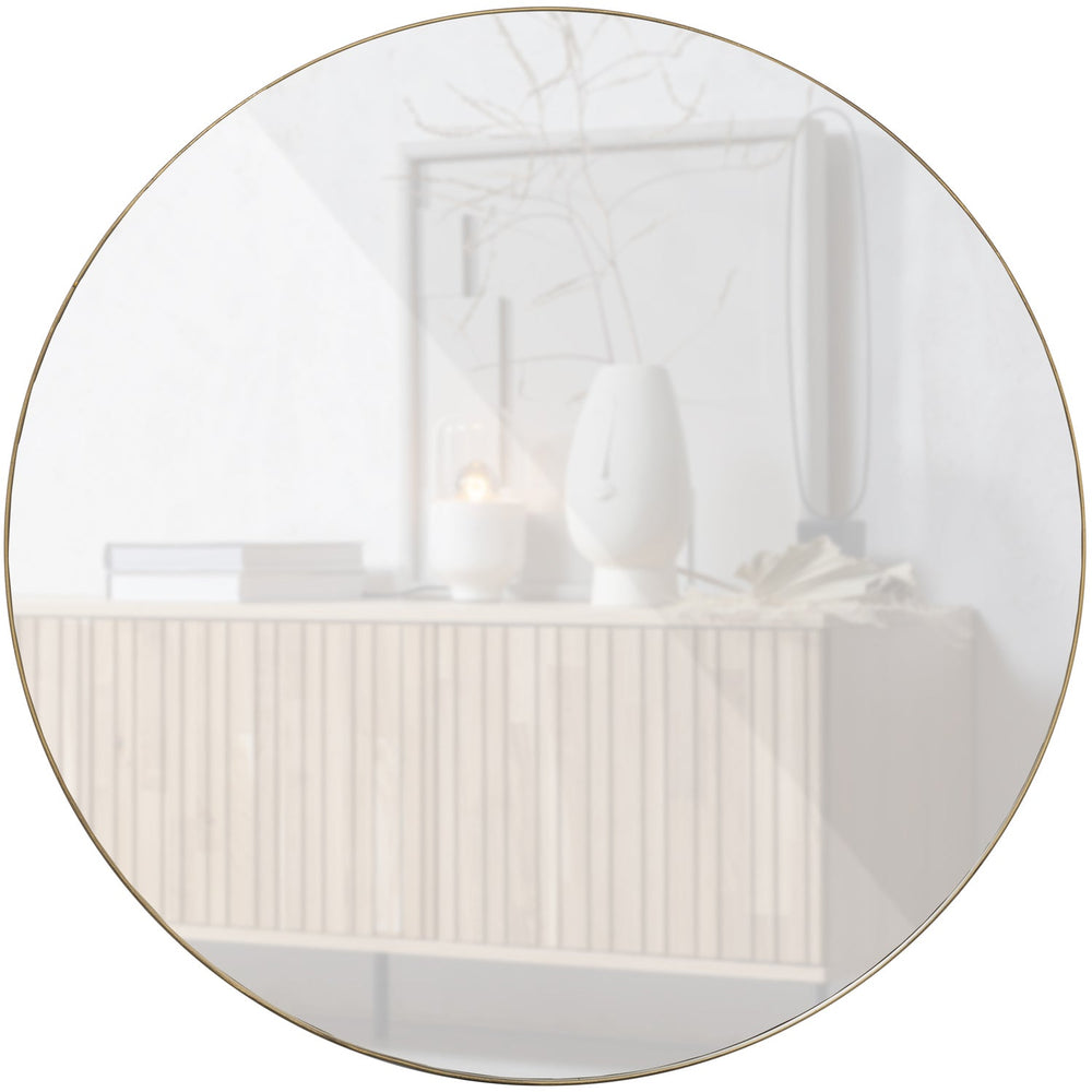Mirror DOUTZEN, round, metal, gold, 115 cm