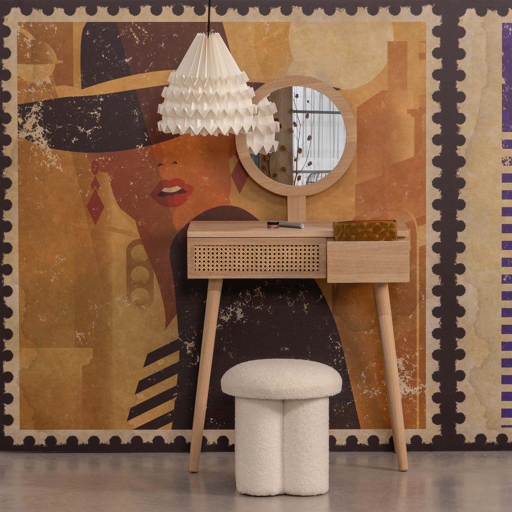 SOOF hallway/dressing table with mirror, natural wood