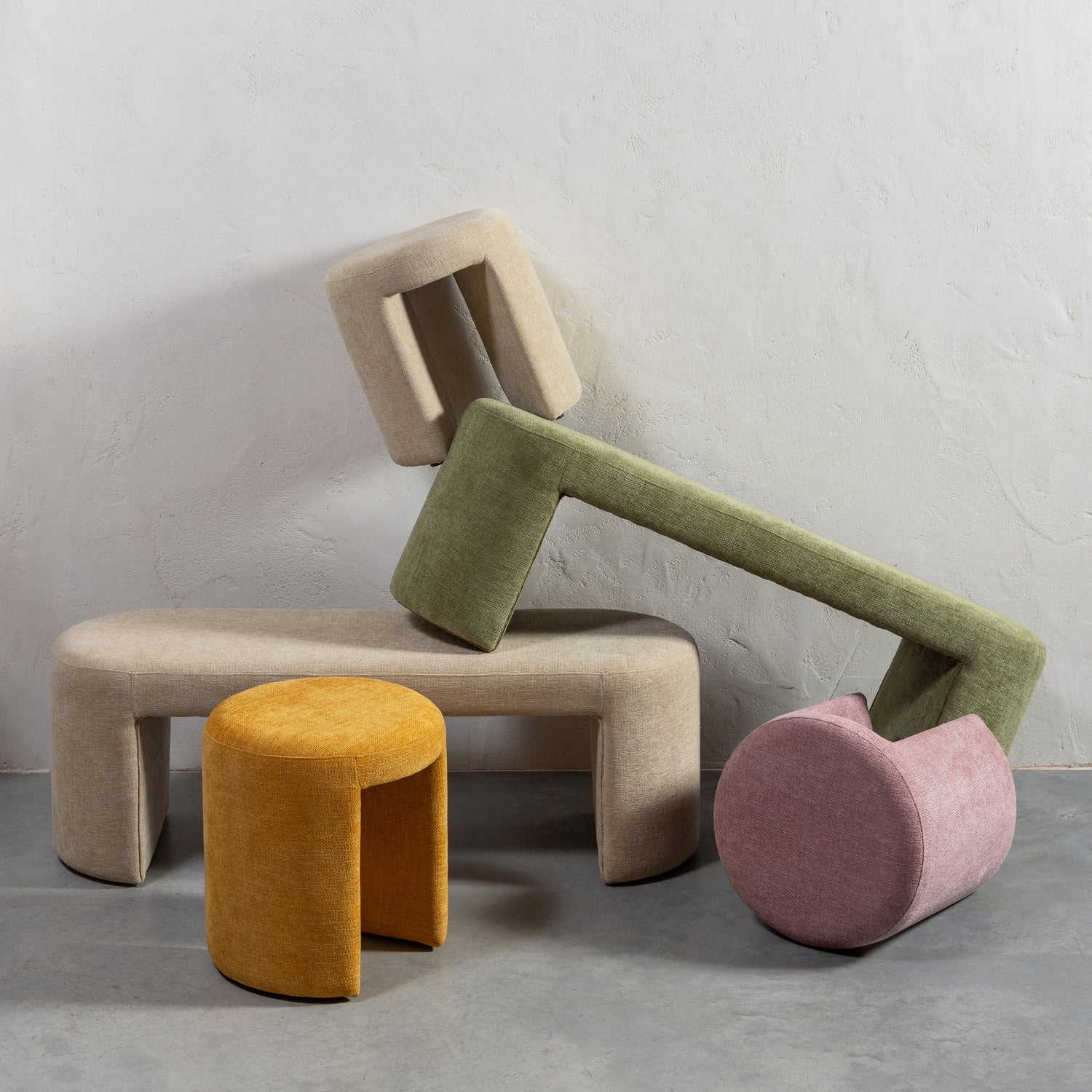 Bench JACOB, olive green color