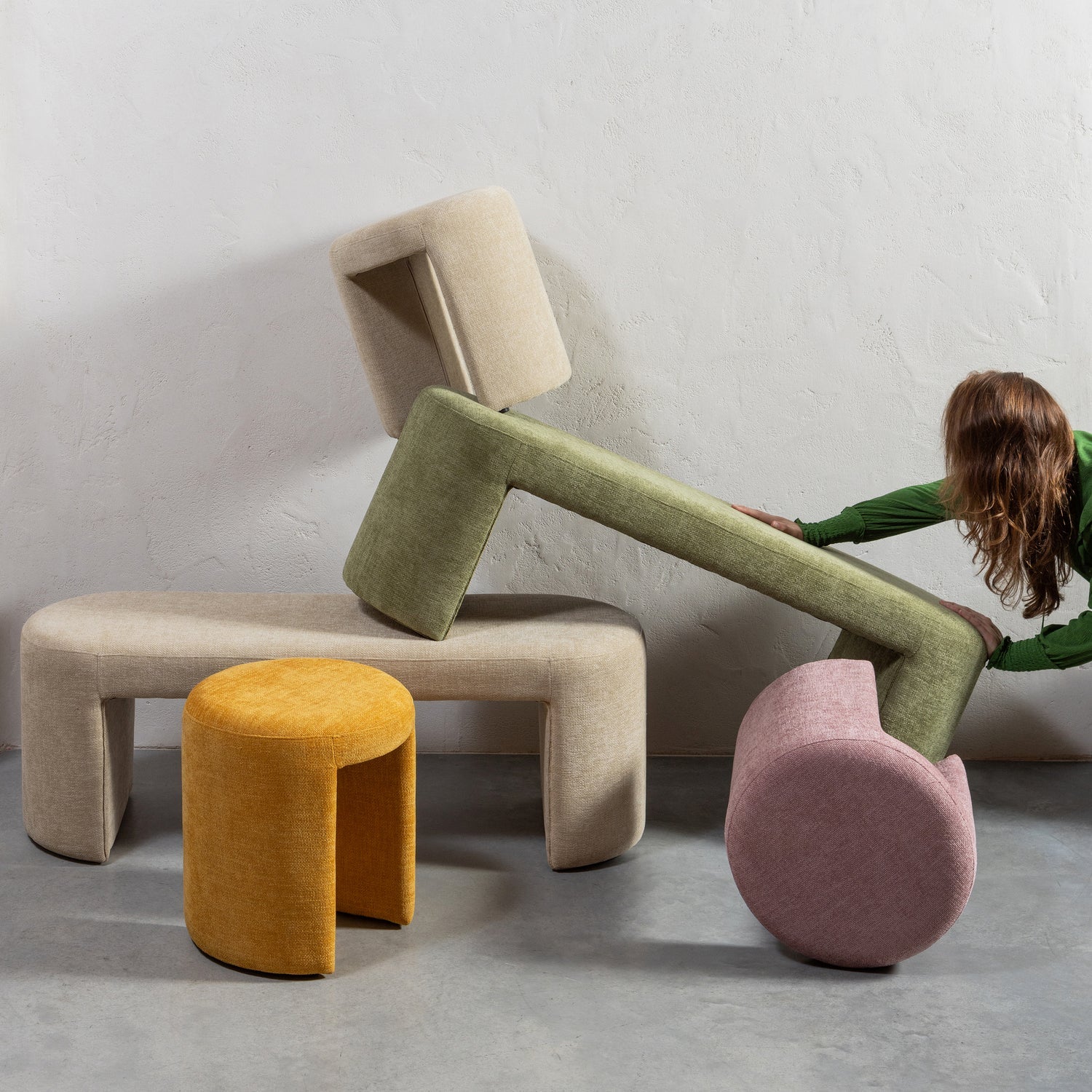 Bench JACOB, olive green color