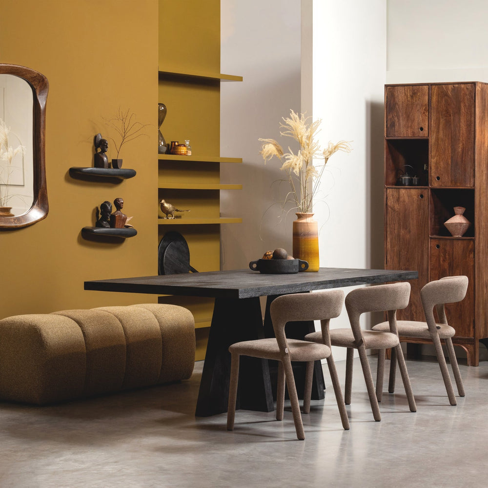 Valgomojo suoliukas MOJO, bouclé audinys, Brown Melange