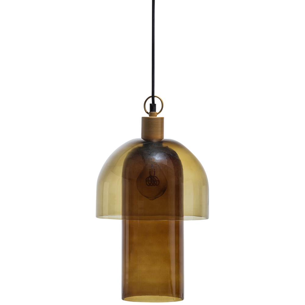 GIGI HANGING LAMP WITH DOUBLE SHADE GLASS 31xO22CM TAN