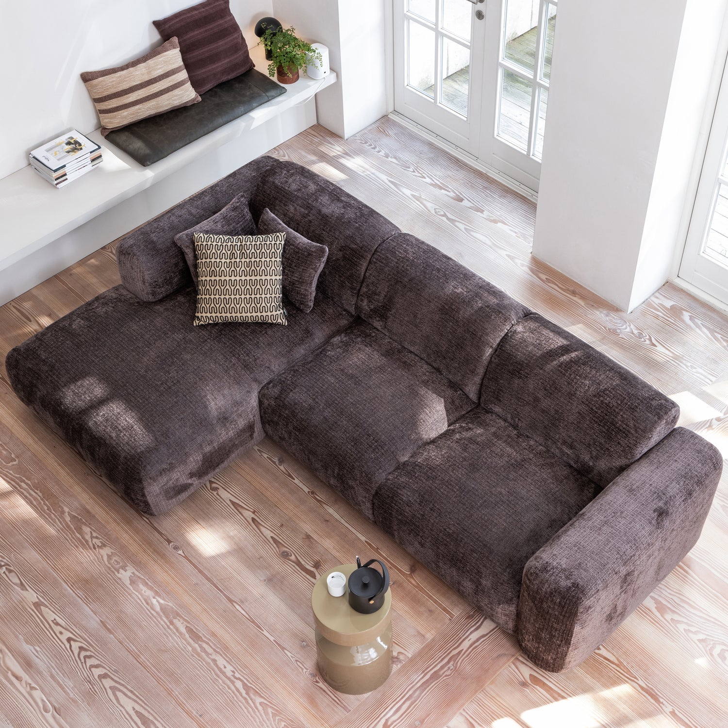 1-vietė CLOUD, kairė, Warm Brown chenille
