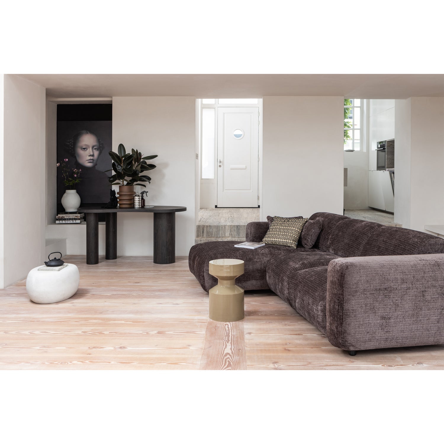 Šoninis staliukas FERRY, metalas, pilkai gelsva spalva