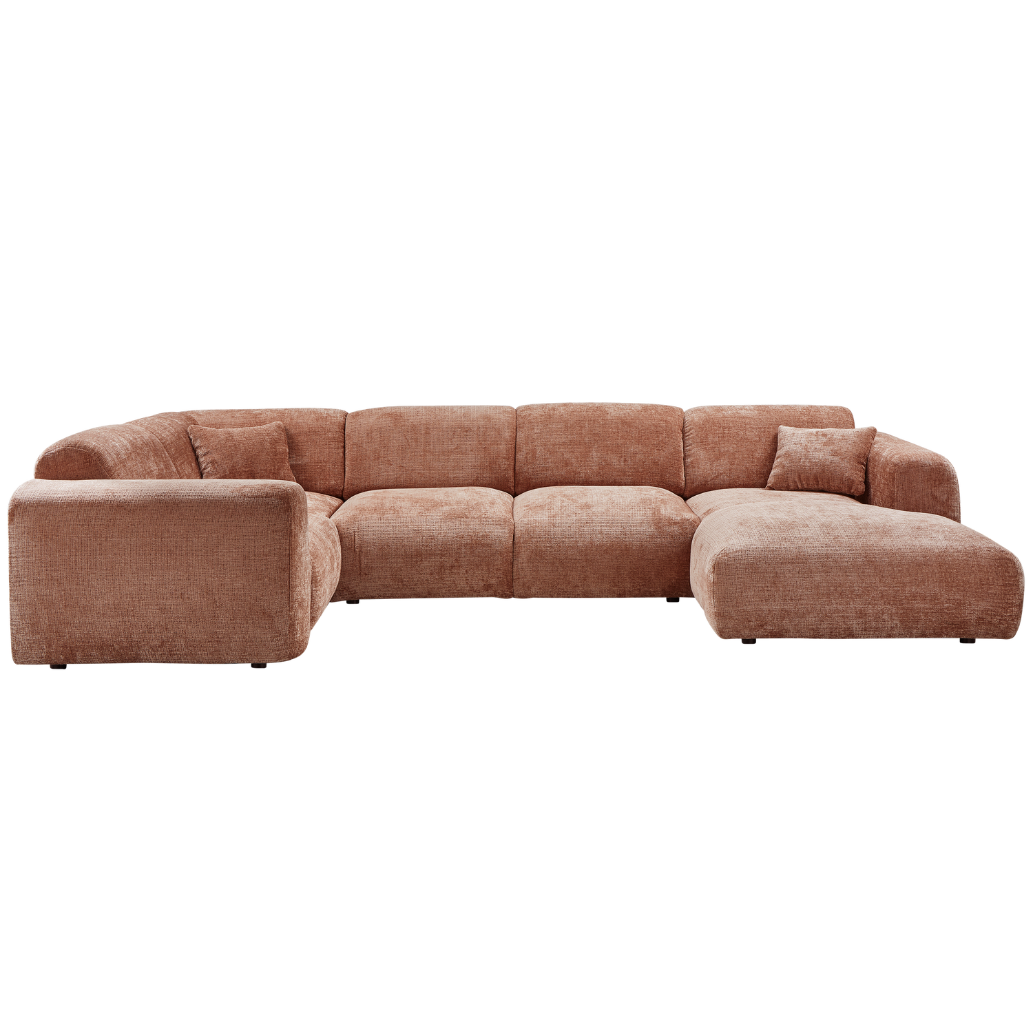 Kampinė sofa CLOUD, kairė, pintas audinys, terakotos spalva