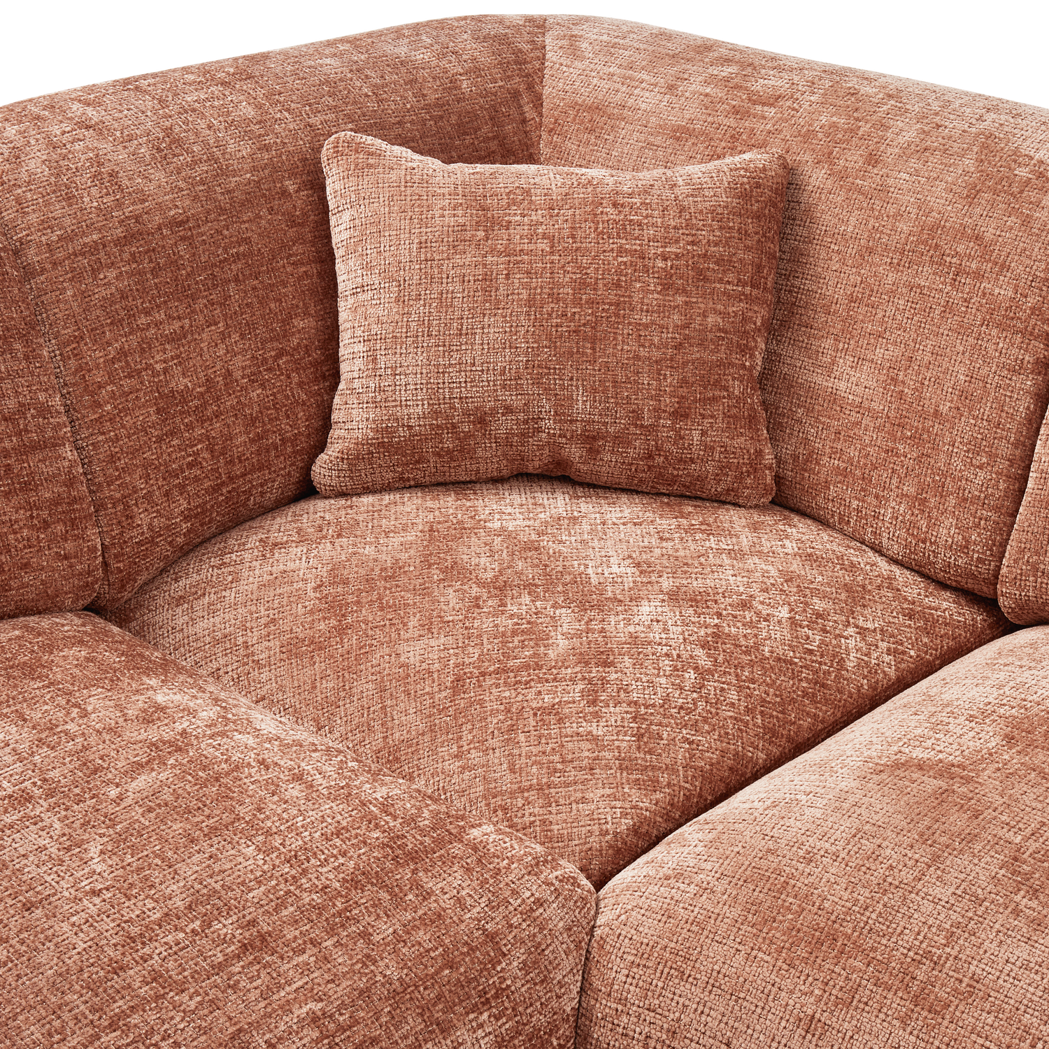 Kampinė sofa CLOUD, kairė, pintas audinys, terakotos spalva