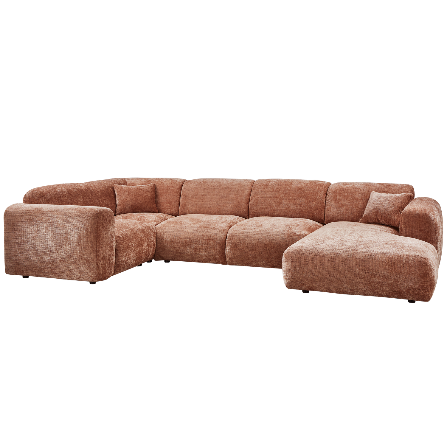 Kampinė sofa CLOUD, kairė, pintas audinys, terakotos spalva