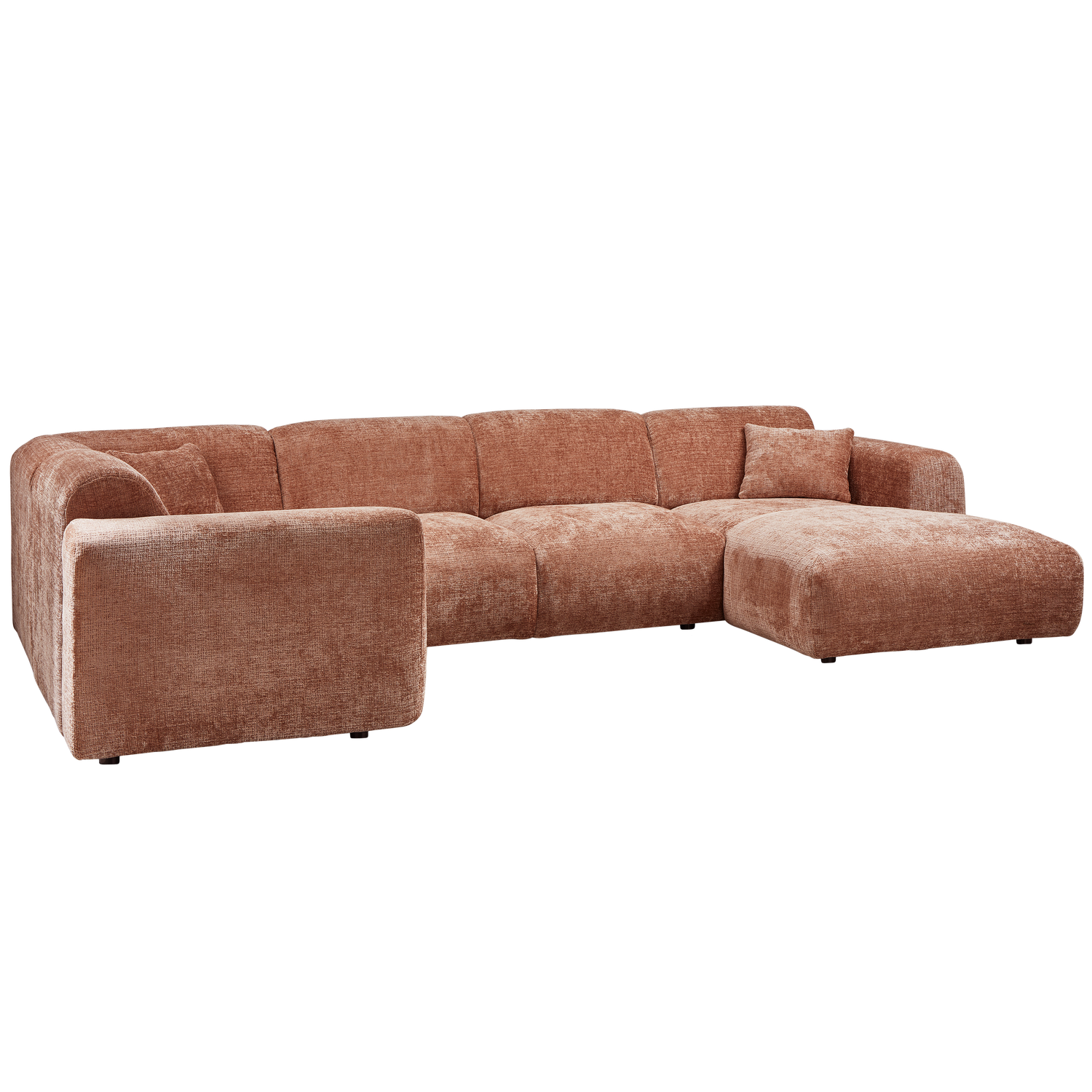 Kampinė sofa CLOUD, kairė, pintas audinys, terakotos spalva