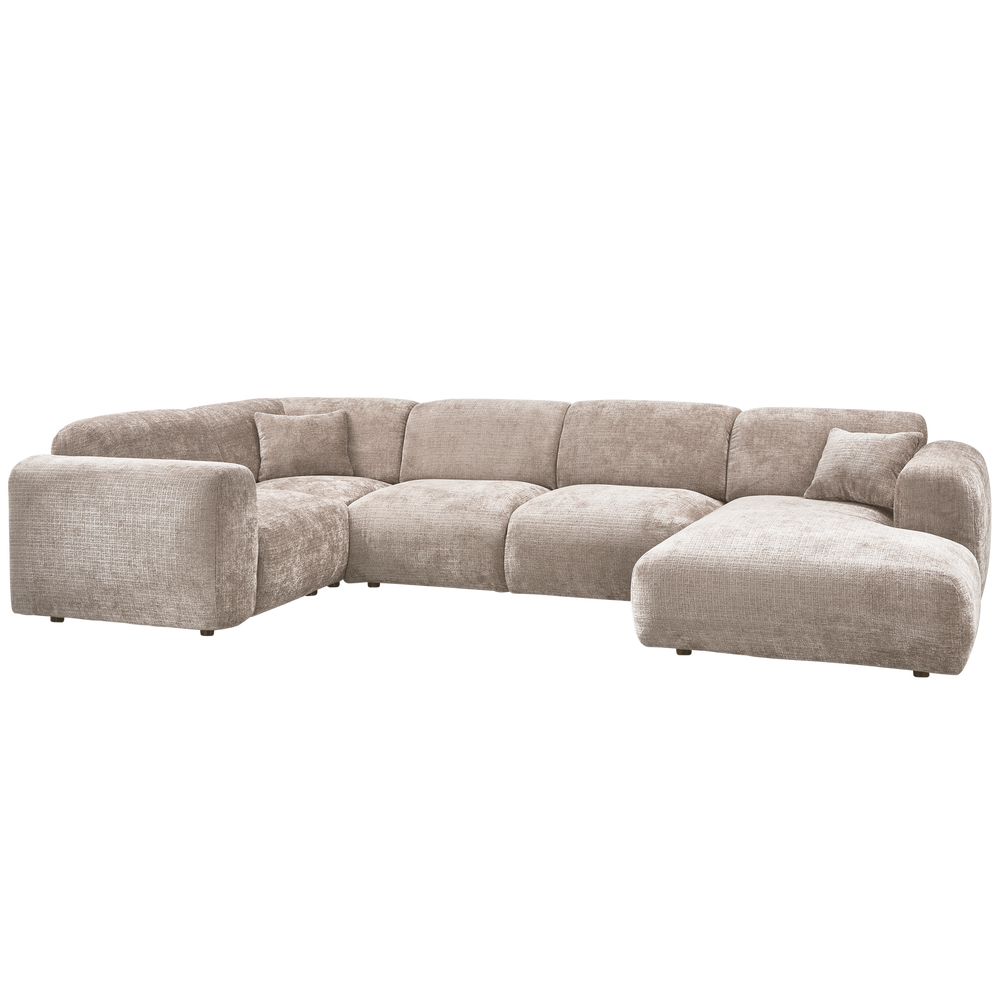 Kampinė sofa CLOUD, kairė, pintas audinys, natūrali spalva