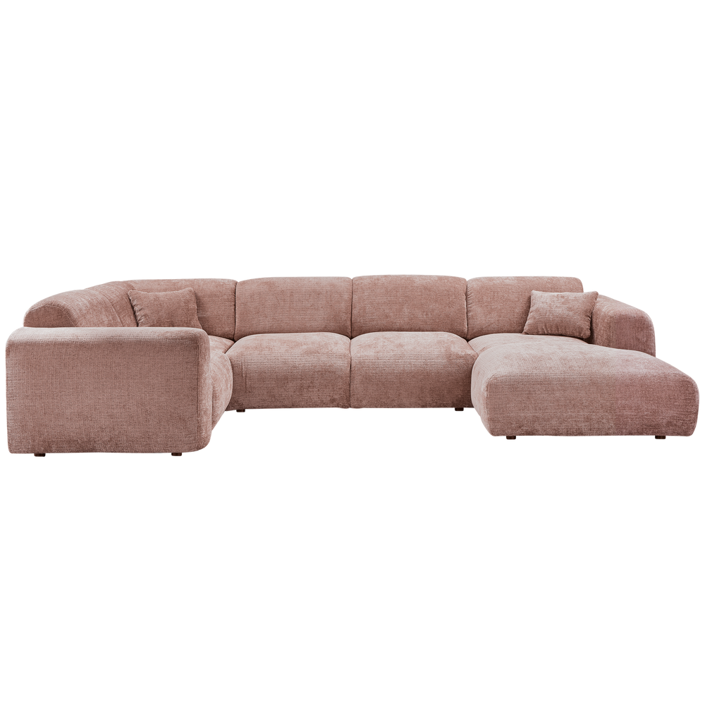 Kampinė sofa CLOUD, kairė, taupe/rožinės spalvos šenilinis audinys