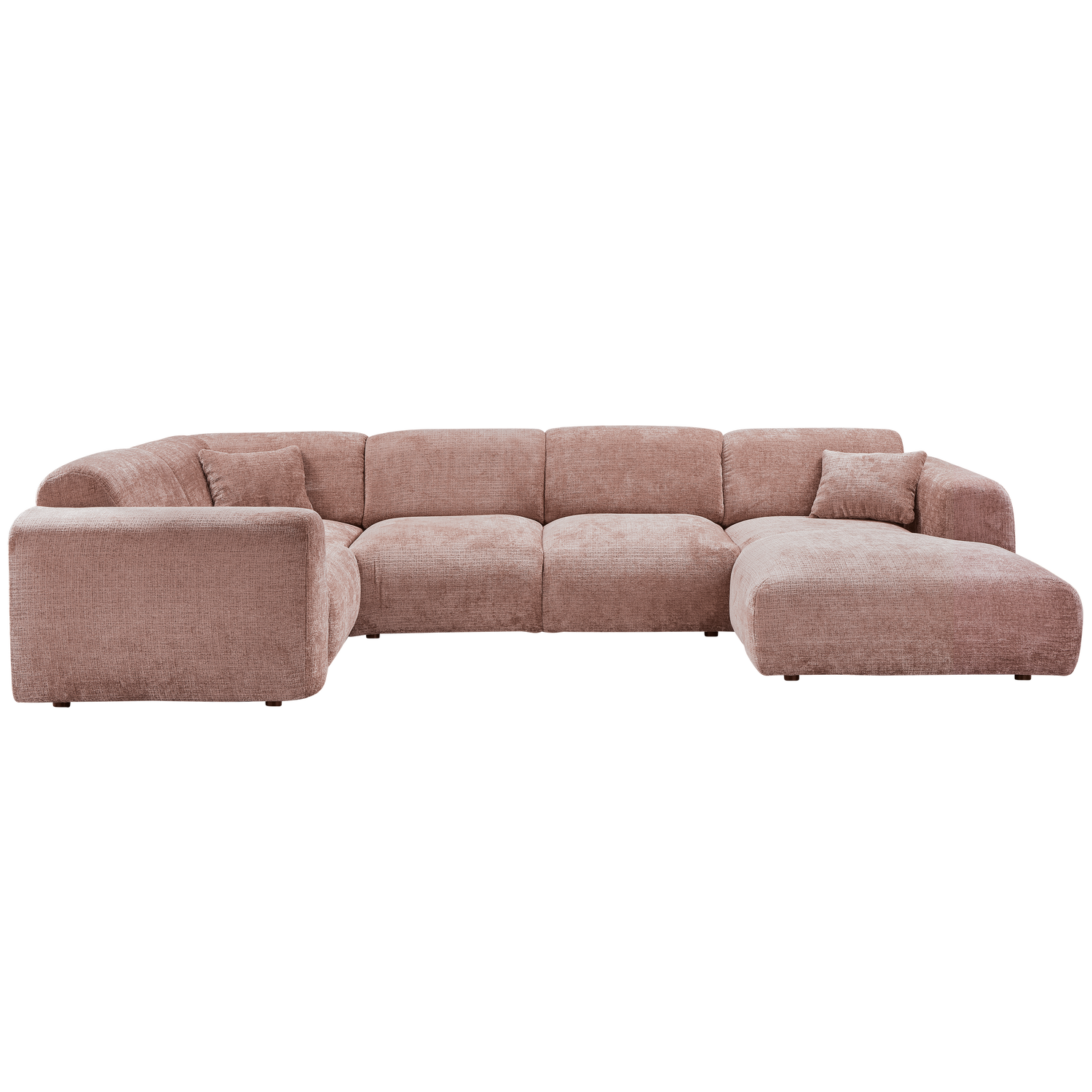 Kampinė sofa CLOUD, kairė, taupe/rožinės spalvos šenilinis audinys