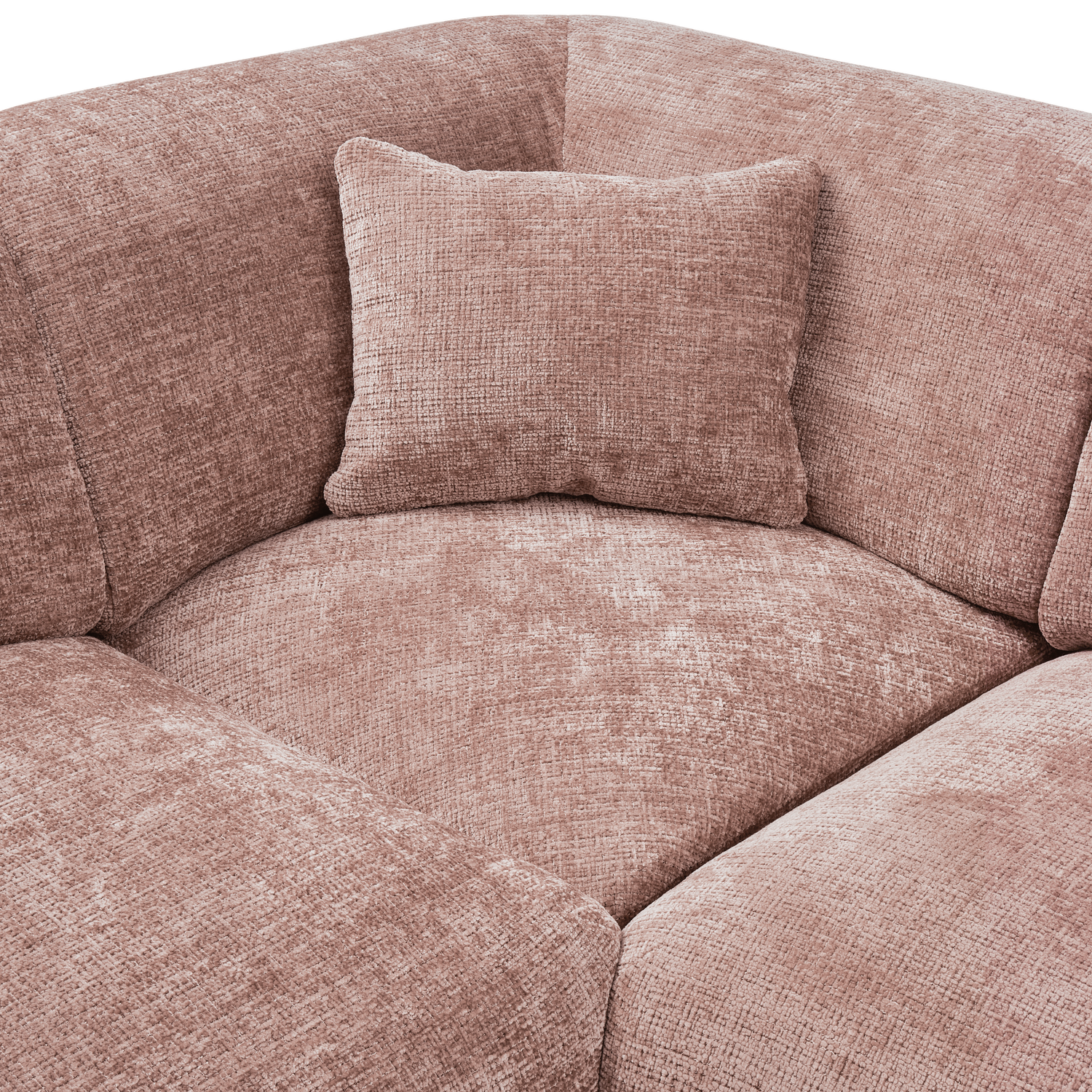 Kampinė sofa CLOUD, dešinė, taupe/rožinės spalvos šenilinis audinys