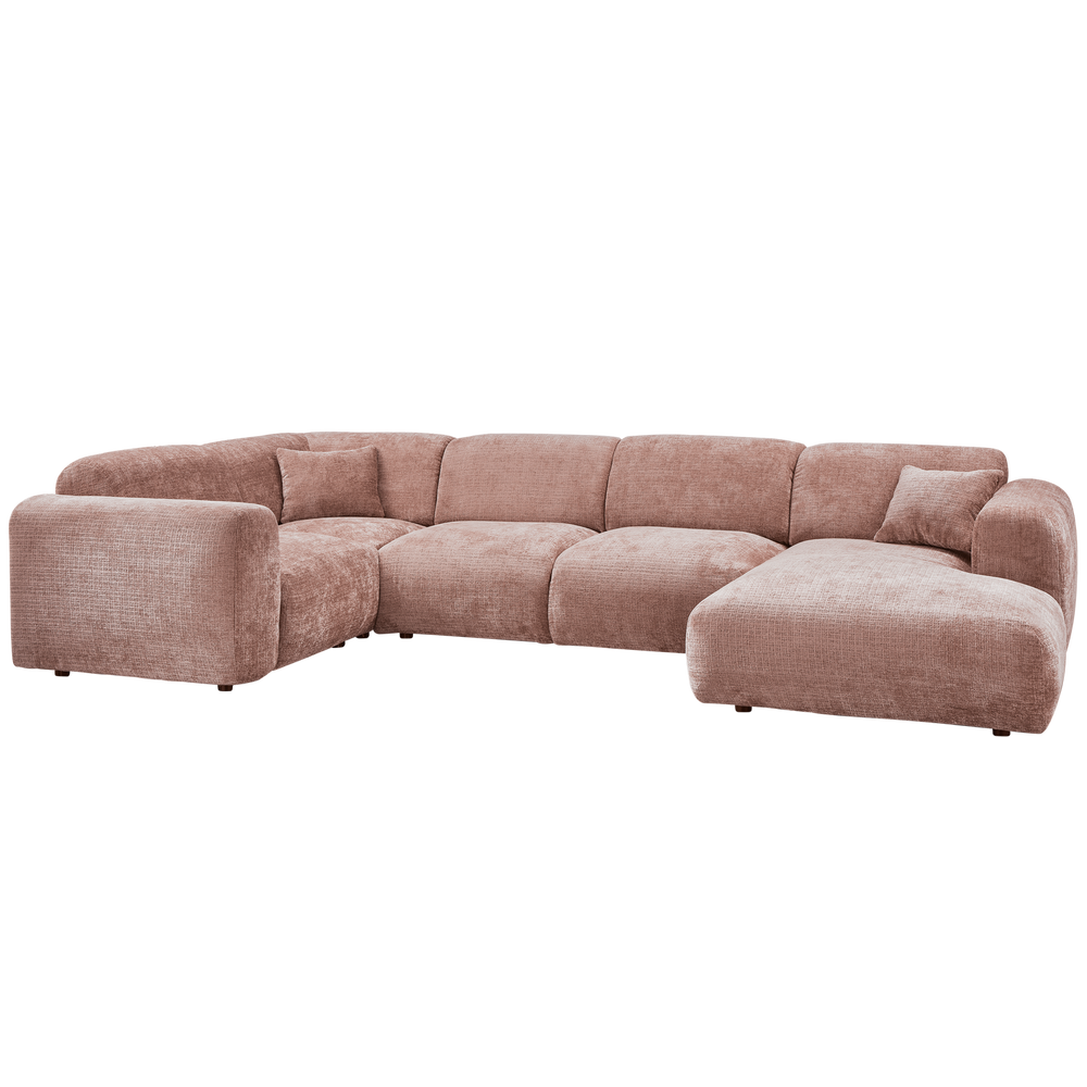 Kampinė sofa CLOUD, kairė, taupe/rožinės spalvos šenilinis audinys