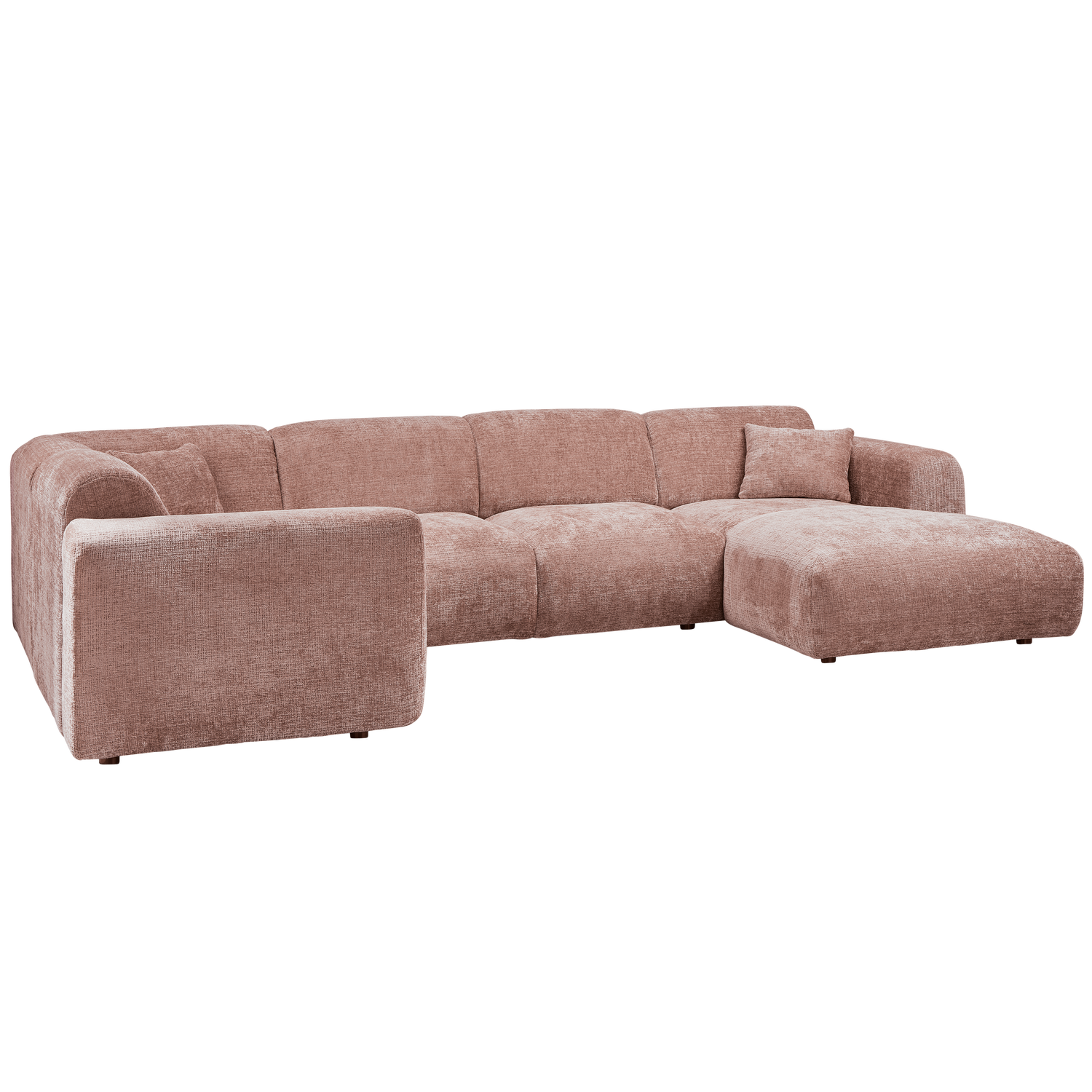Kampinė sofa CLOUD, kairė, taupe/rožinės spalvos šenilinis audinys