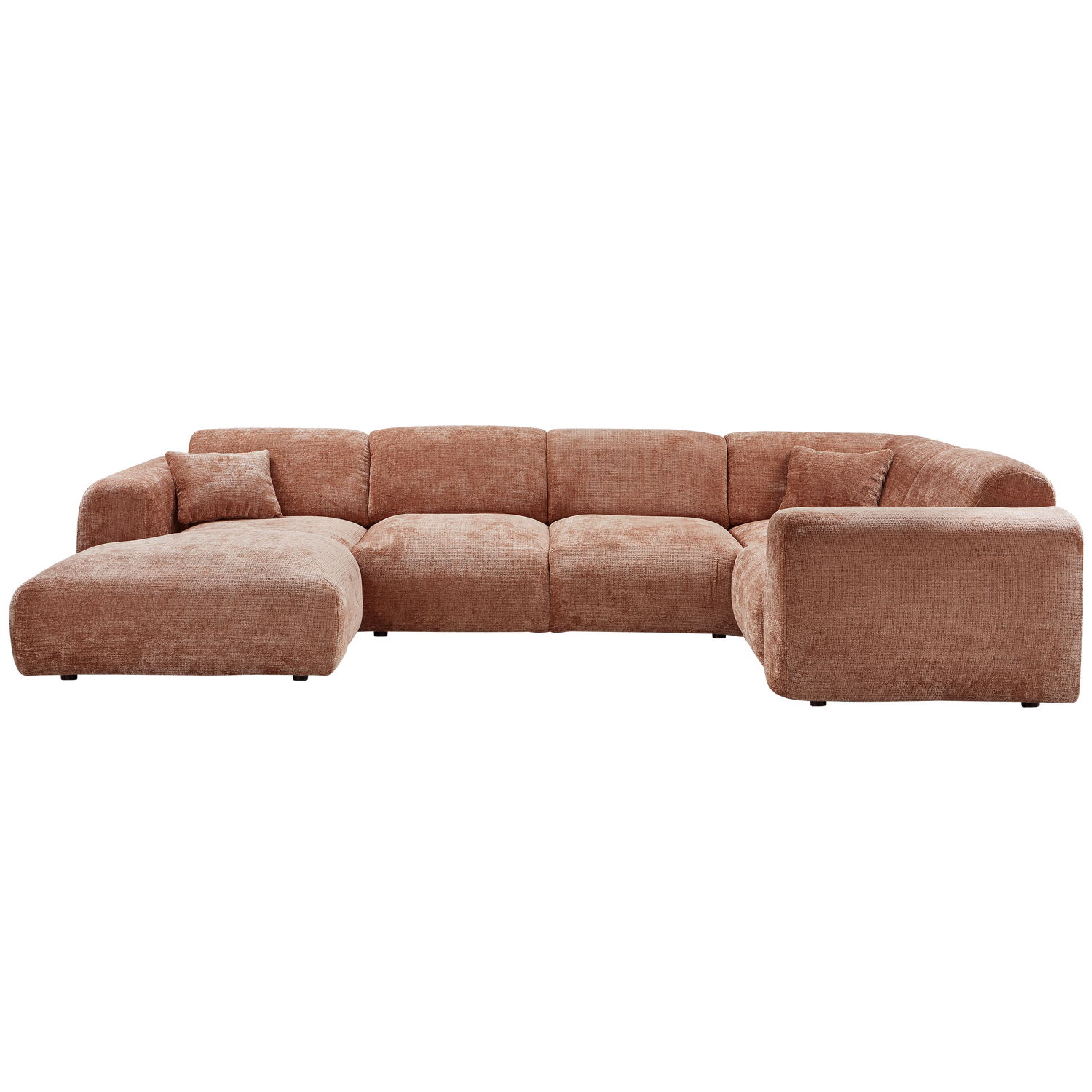 Kampinė sofa CLOUD, dešinė, pintas audinys, terakotos spalva