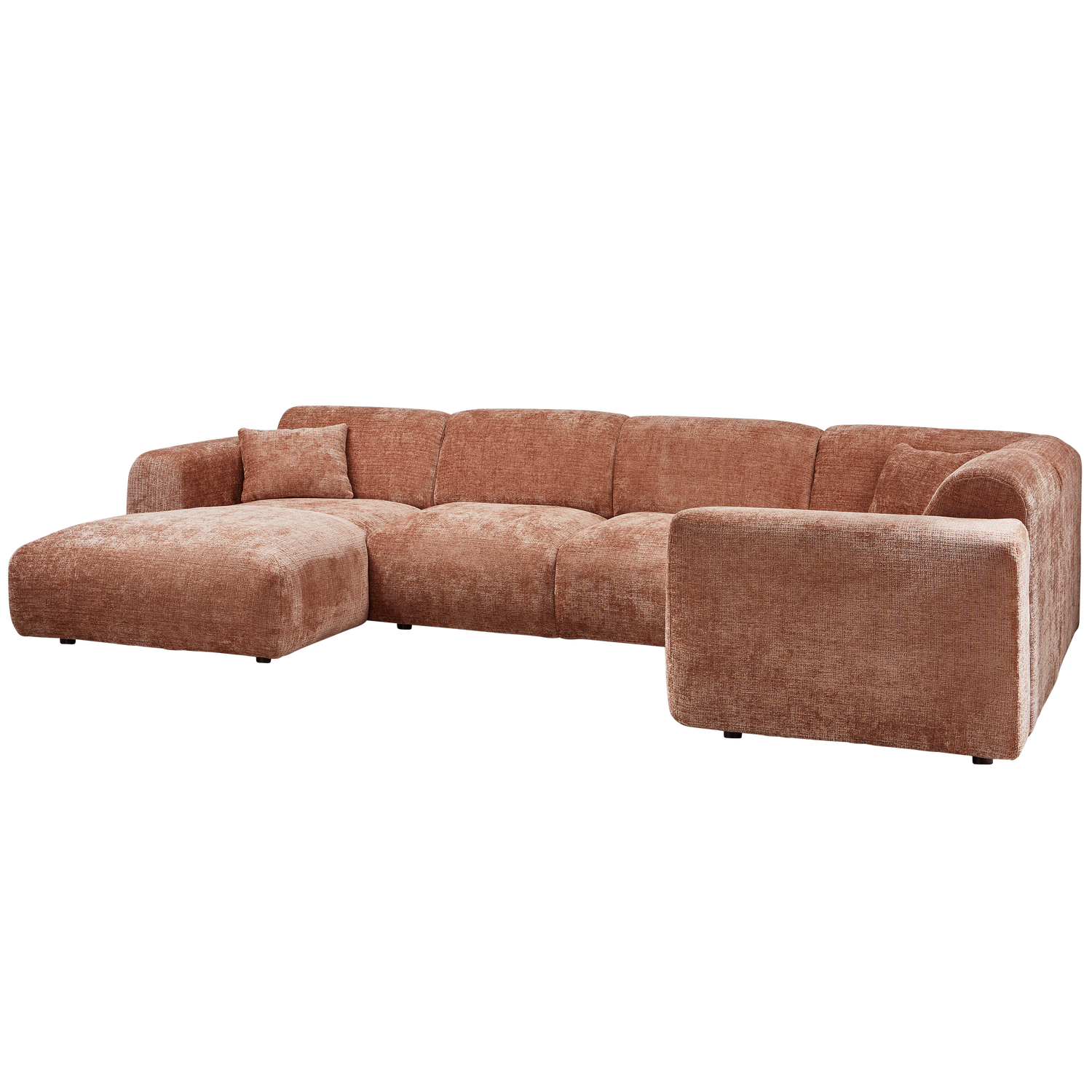 Kampinė sofa CLOUD, dešinė, pintas audinys, terakotos spalva