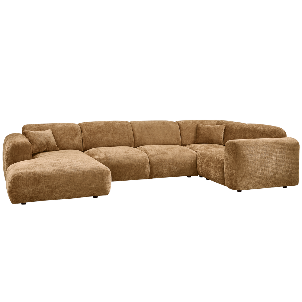 Kampinė sofa CLOUD, dešinė, pintas audinys, medaus geltonos spalvos