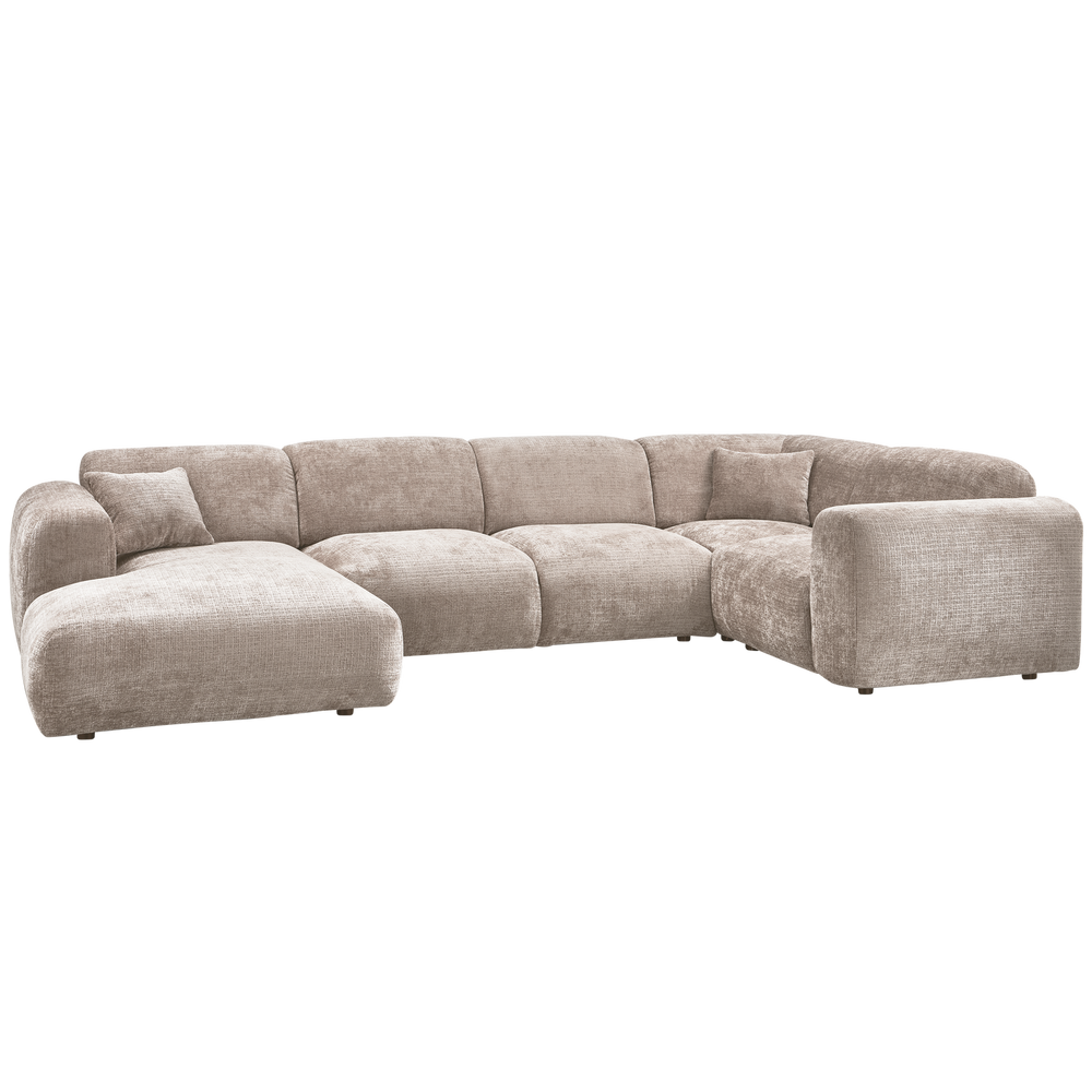 Corner sofa CLOUD, right, woven fabric, natural colour