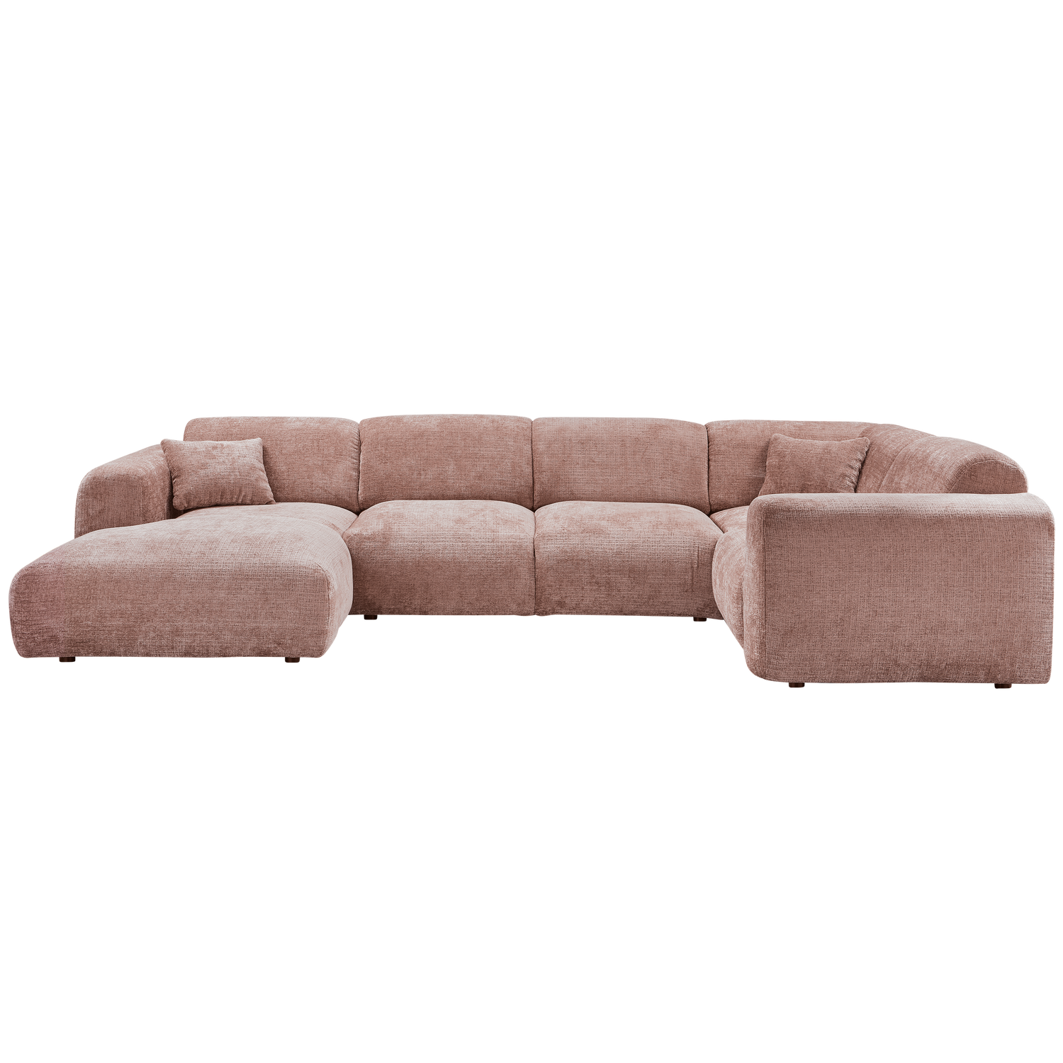 Kampinė sofa CLOUD, dešinė, taupe/rožinės spalvos šenilinis audinys