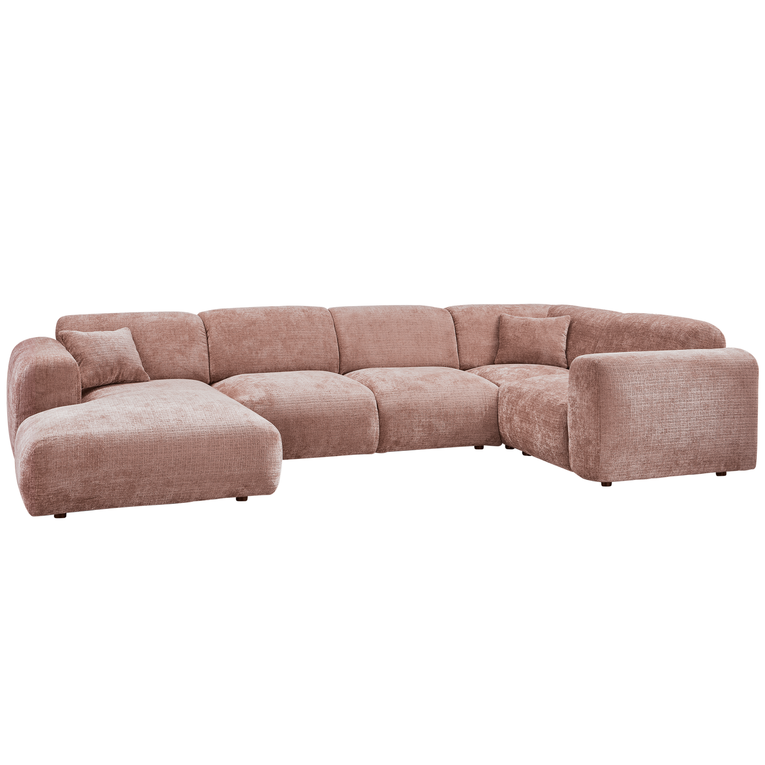 Kampinė sofa CLOUD, dešinė, taupe/rožinės spalvos šenilinis audinys